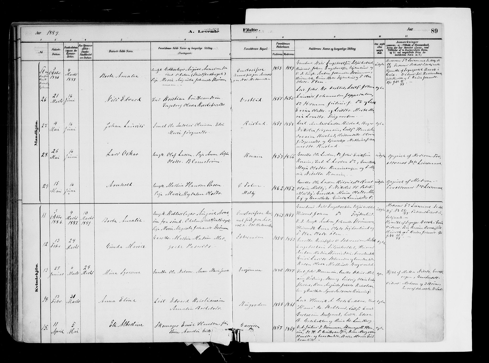 Hurdal prestekontor Kirkebøker, AV/SAO-A-10889/F/Fa/L0007: Parish register (official) no. I 7, 1878-1906, p. 89