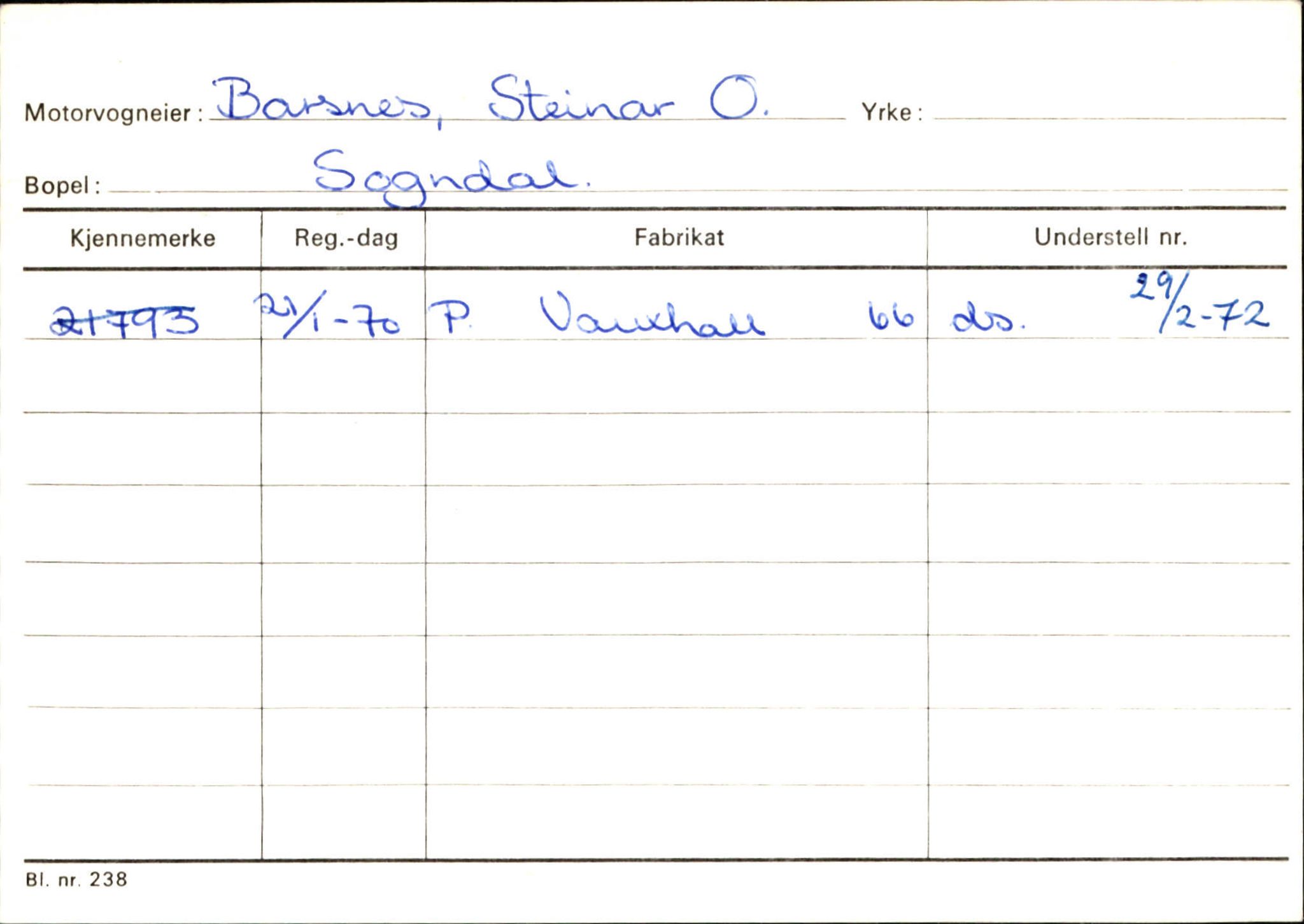 Statens vegvesen, Sogn og Fjordane vegkontor, AV/SAB-A-5301/4/F/L0124: Eigarregister Sogndal A-U, 1945-1975, p. 77