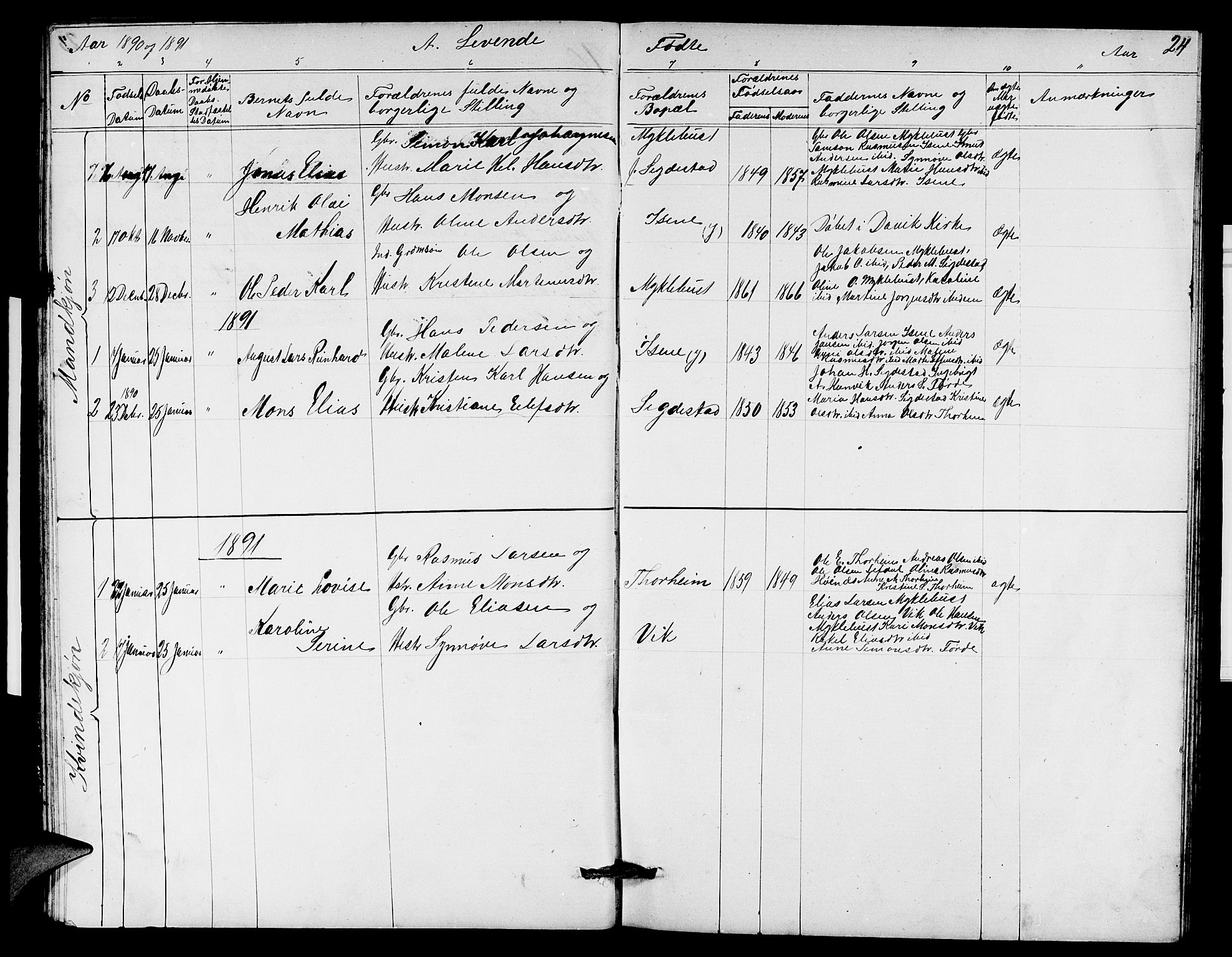 Davik sokneprestembete, SAB/A-79701/H/Hab/Habd/L0001: Parish register (copy) no. D 1, 1866-1891, p. 24