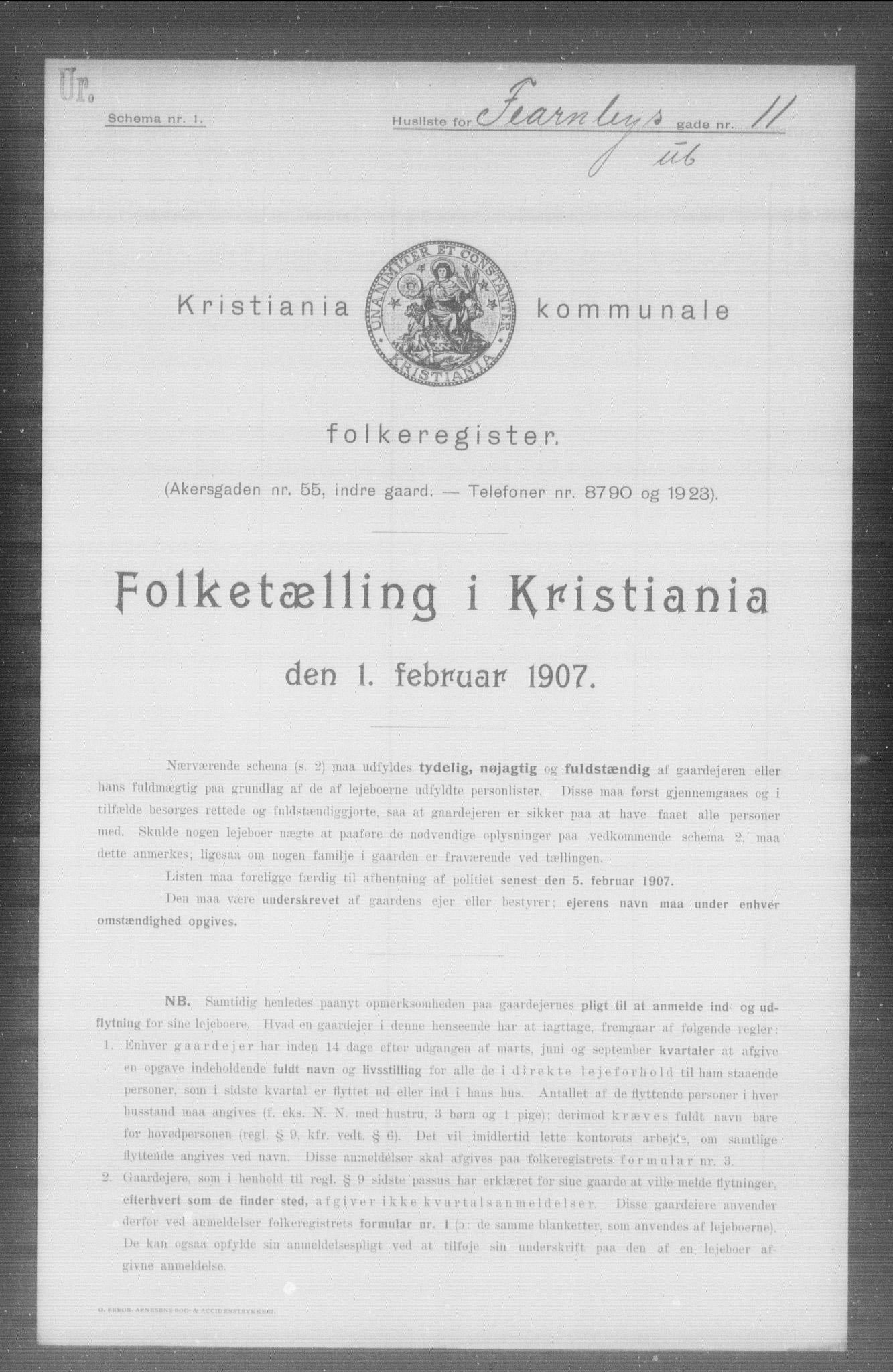 OBA, Municipal Census 1907 for Kristiania, 1907, p. 12130