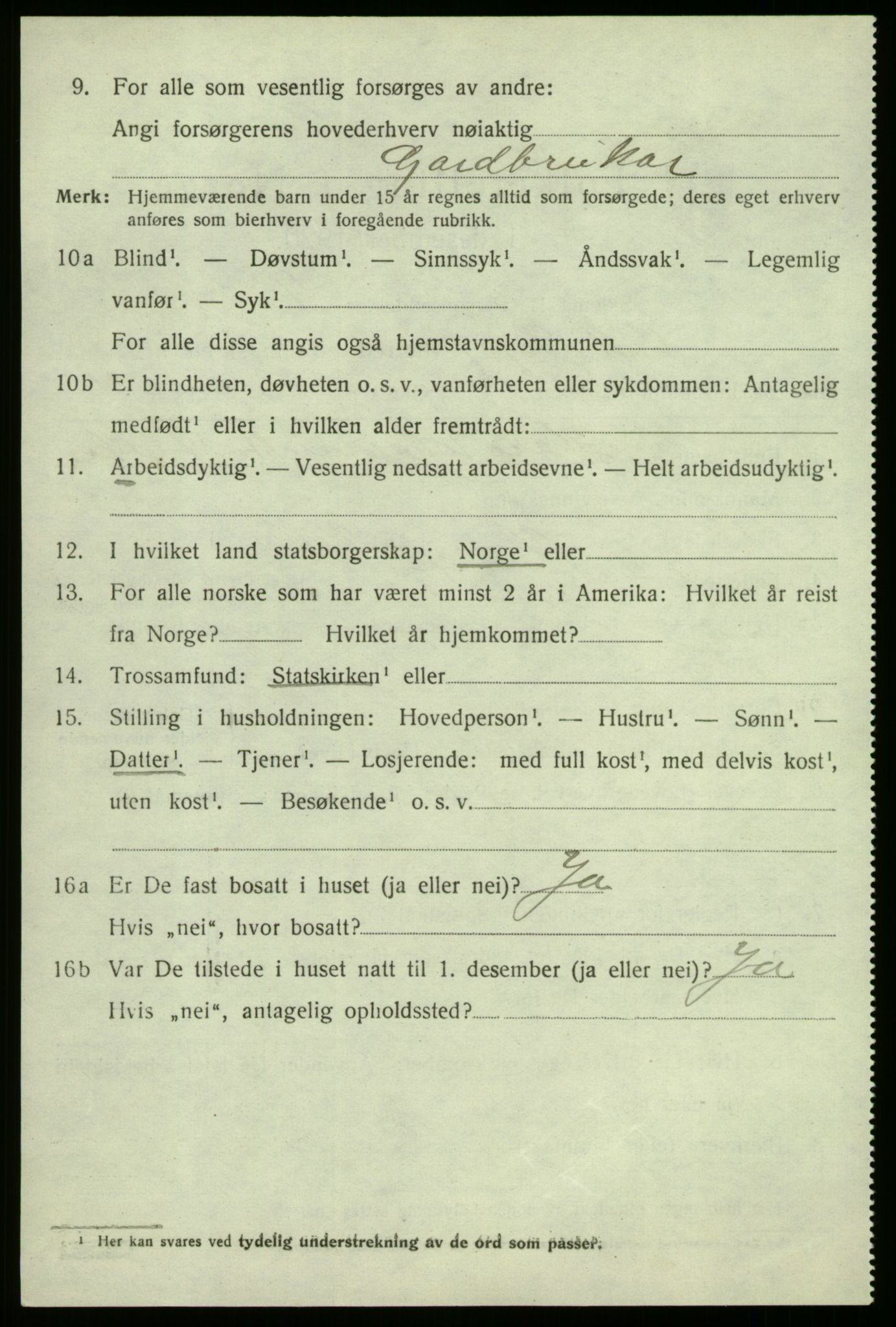 SAB, 1920 census for Vik, 1920, p. 5740