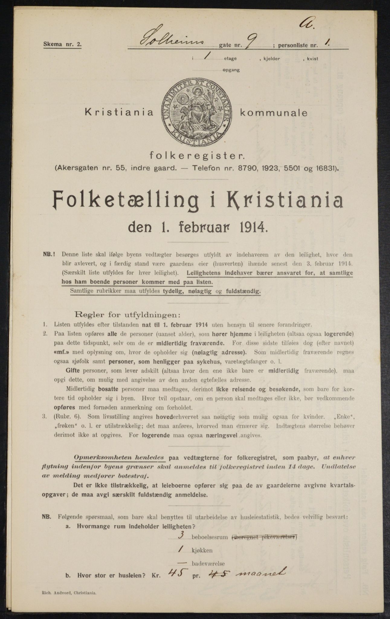OBA, Municipal Census 1914 for Kristiania, 1914, p. 99483