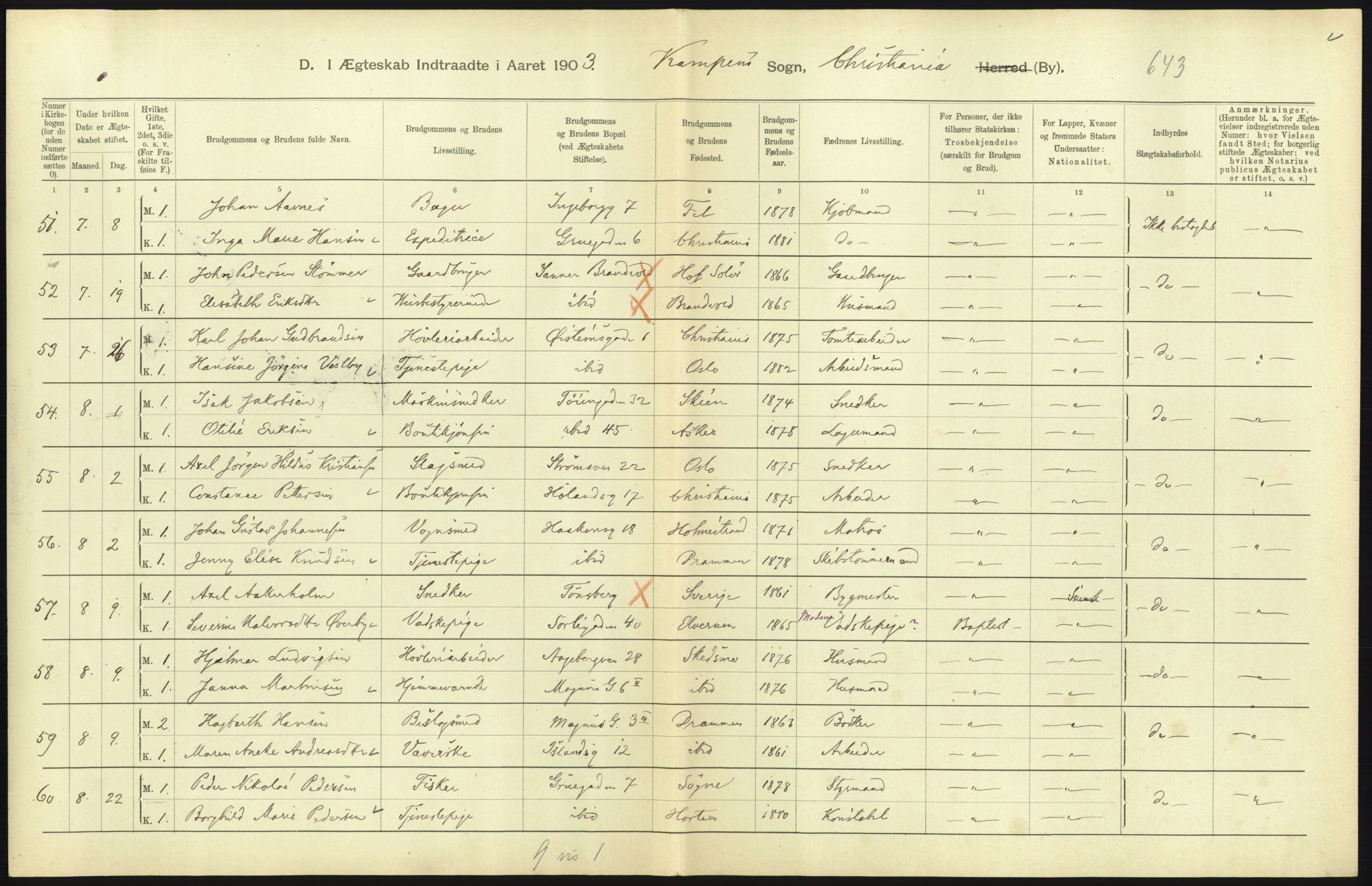 Statistisk sentralbyrå, Sosiodemografiske emner, Befolkning, AV/RA-S-2228/D/Df/Dfa/Dfaa/L0004: Kristiania: Gifte, døde, 1903, p. 469