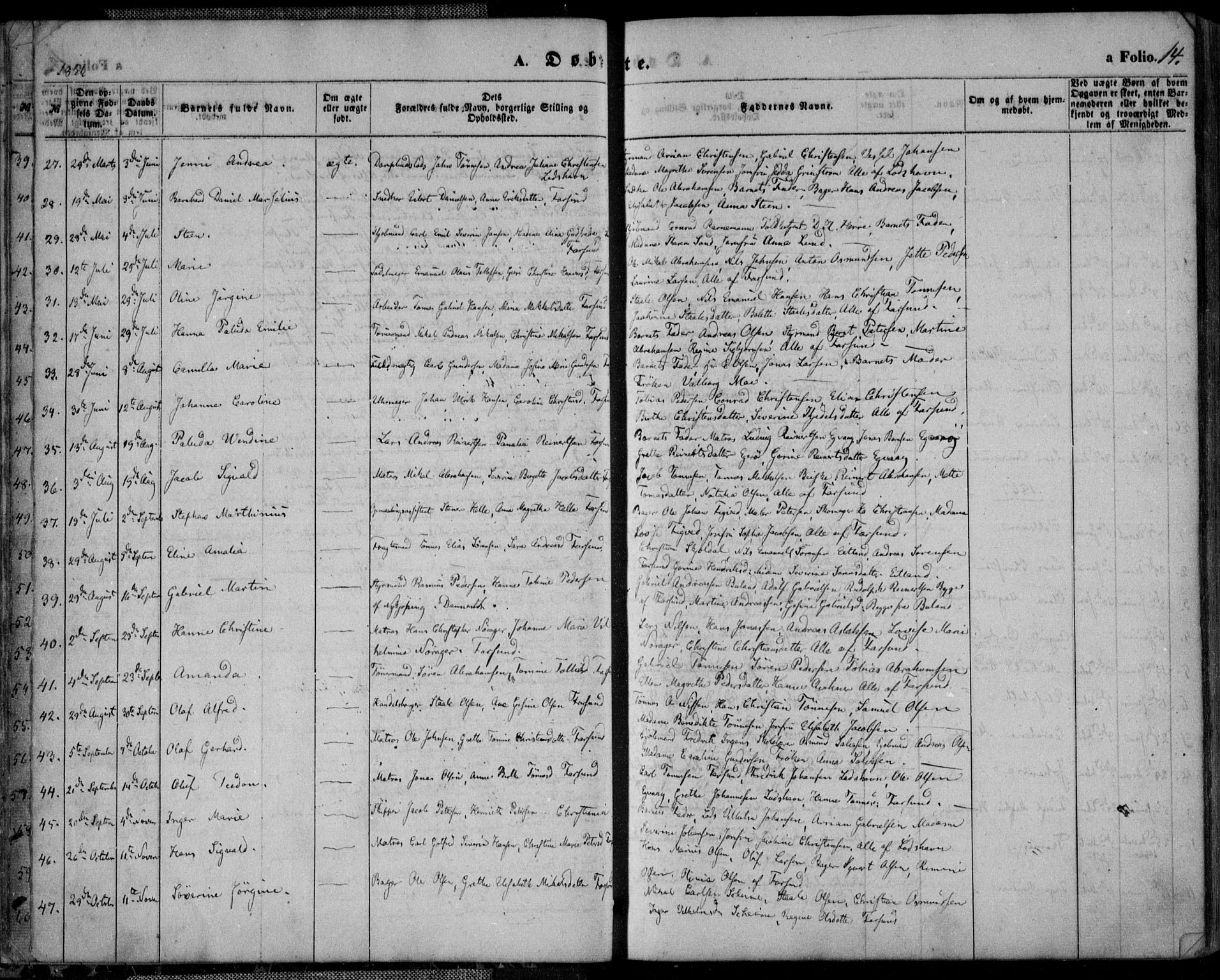 Farsund sokneprestkontor, AV/SAK-1111-0009/F/Fa/L0005: Parish register (official) no. A 5, 1863-1886, p. 14