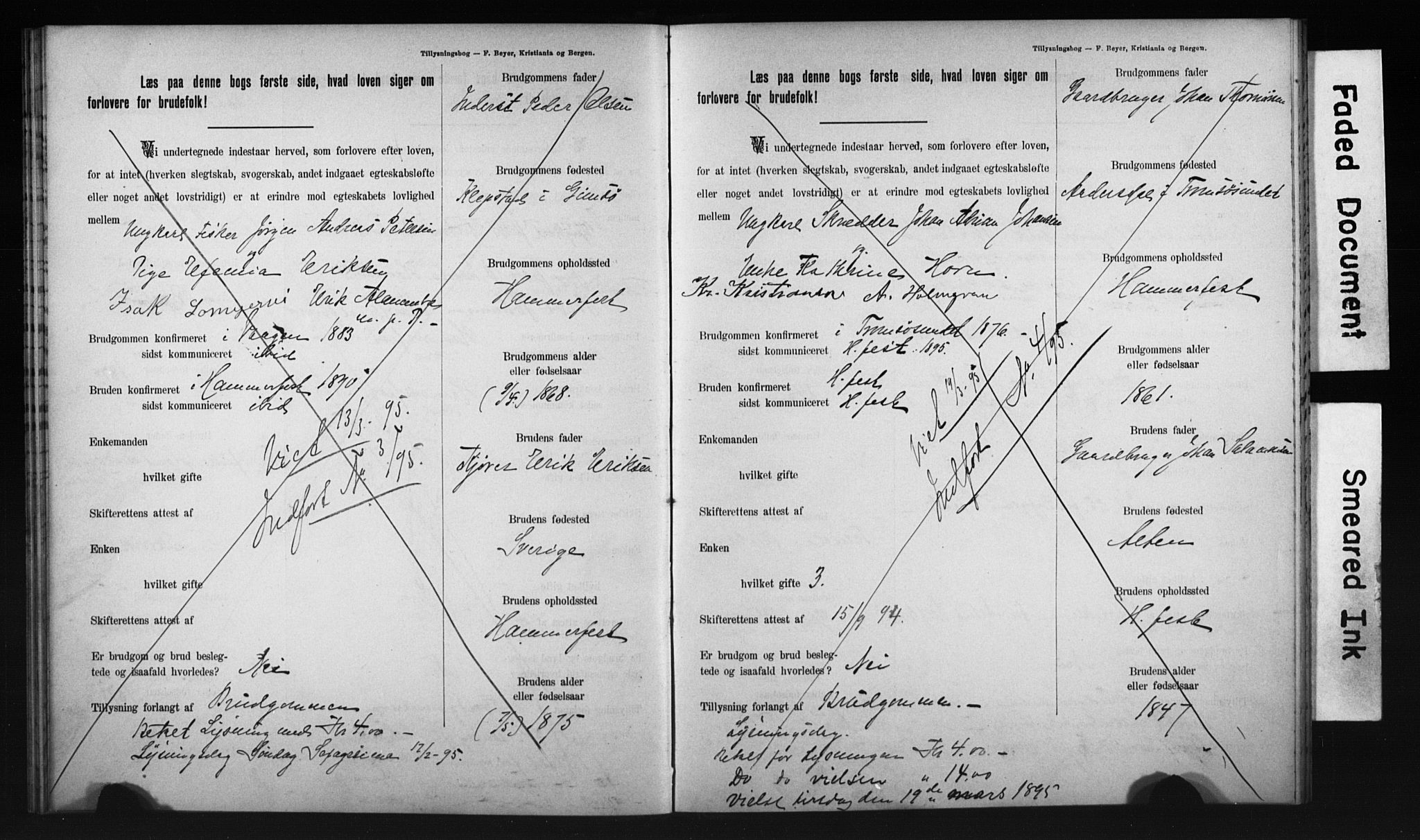 Hammerfest sokneprestkontor, AV/SATØ-S-1347/I/Ib/L0070/0003: Banns register no. 70.3, 1893-1896