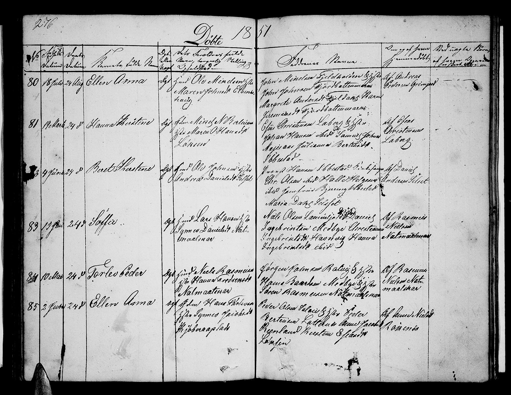 Ibestad sokneprestembete, SATØ/S-0077/H/Ha/Hab/L0003klokker: Parish register (copy) no. 3, 1833-1852, p. 276