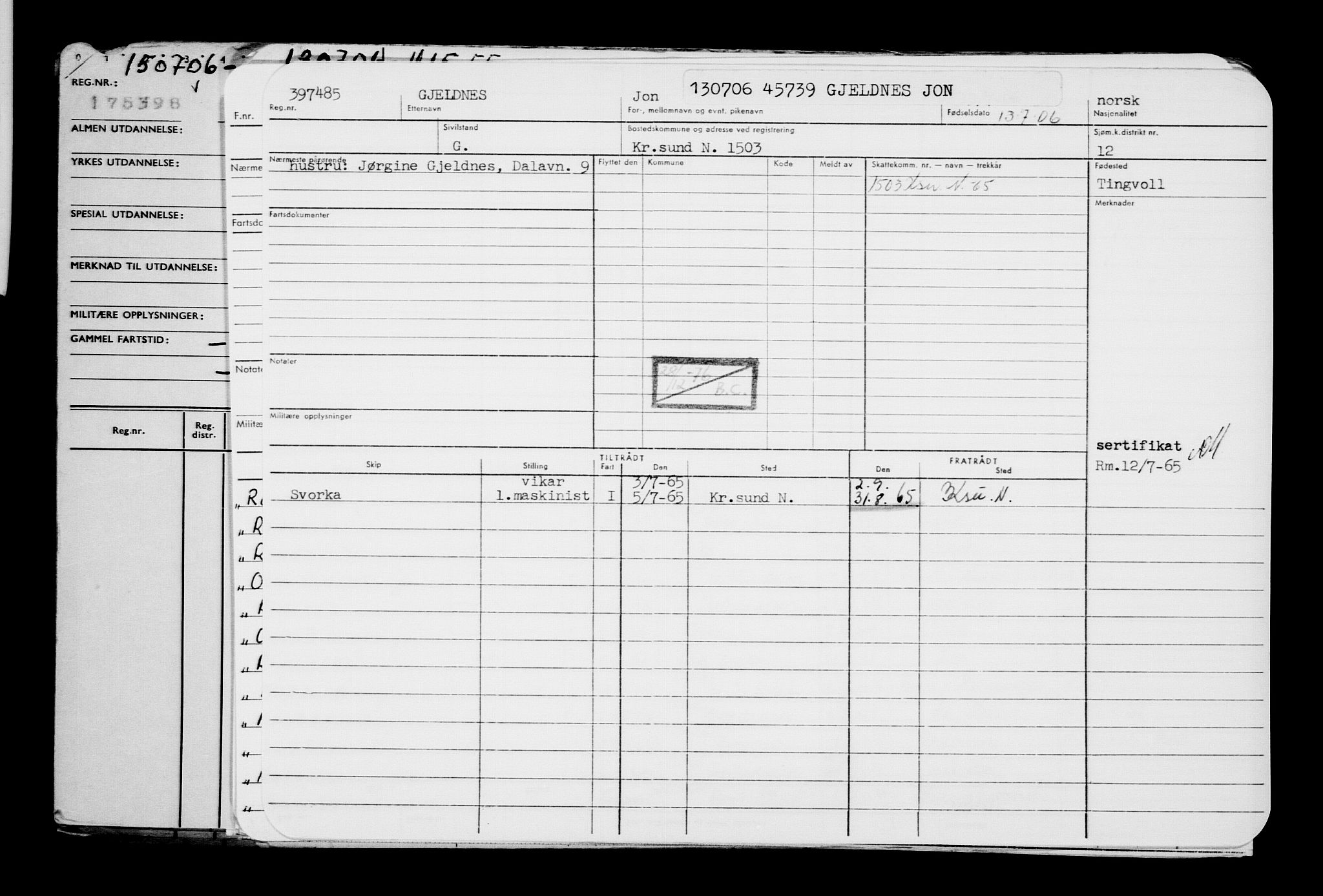 Direktoratet for sjømenn, AV/RA-S-3545/G/Gb/L0066: Hovedkort, 1906, p. 139