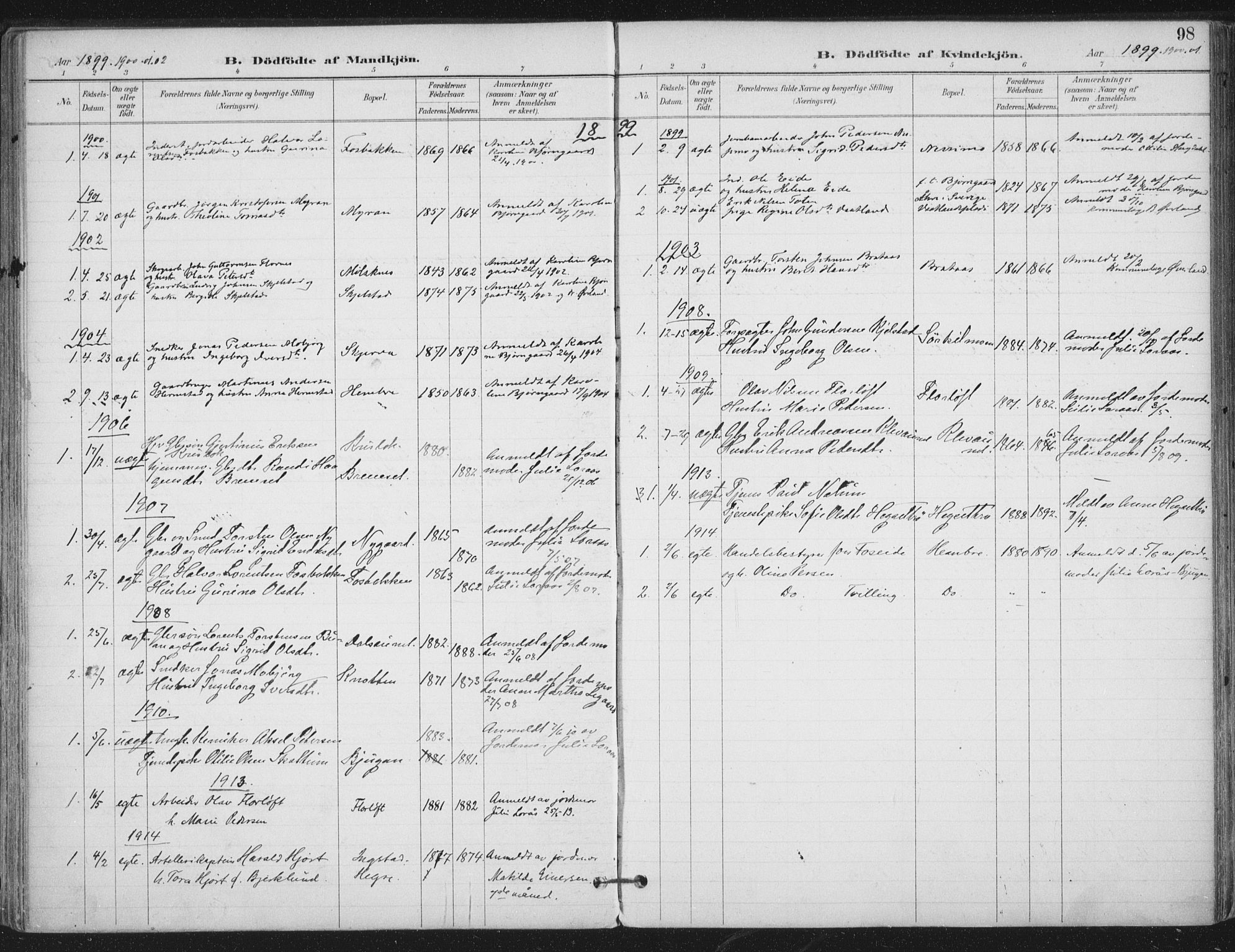 Ministerialprotokoller, klokkerbøker og fødselsregistre - Nord-Trøndelag, AV/SAT-A-1458/703/L0031: Parish register (official) no. 703A04, 1893-1914, p. 98