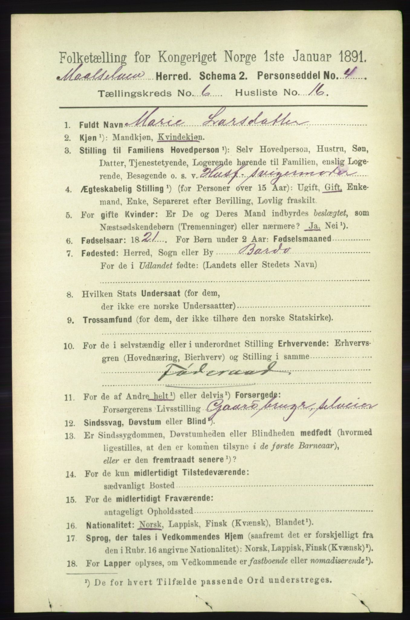 RA, 1891 census for 1924 Målselv, 1891, p. 2159