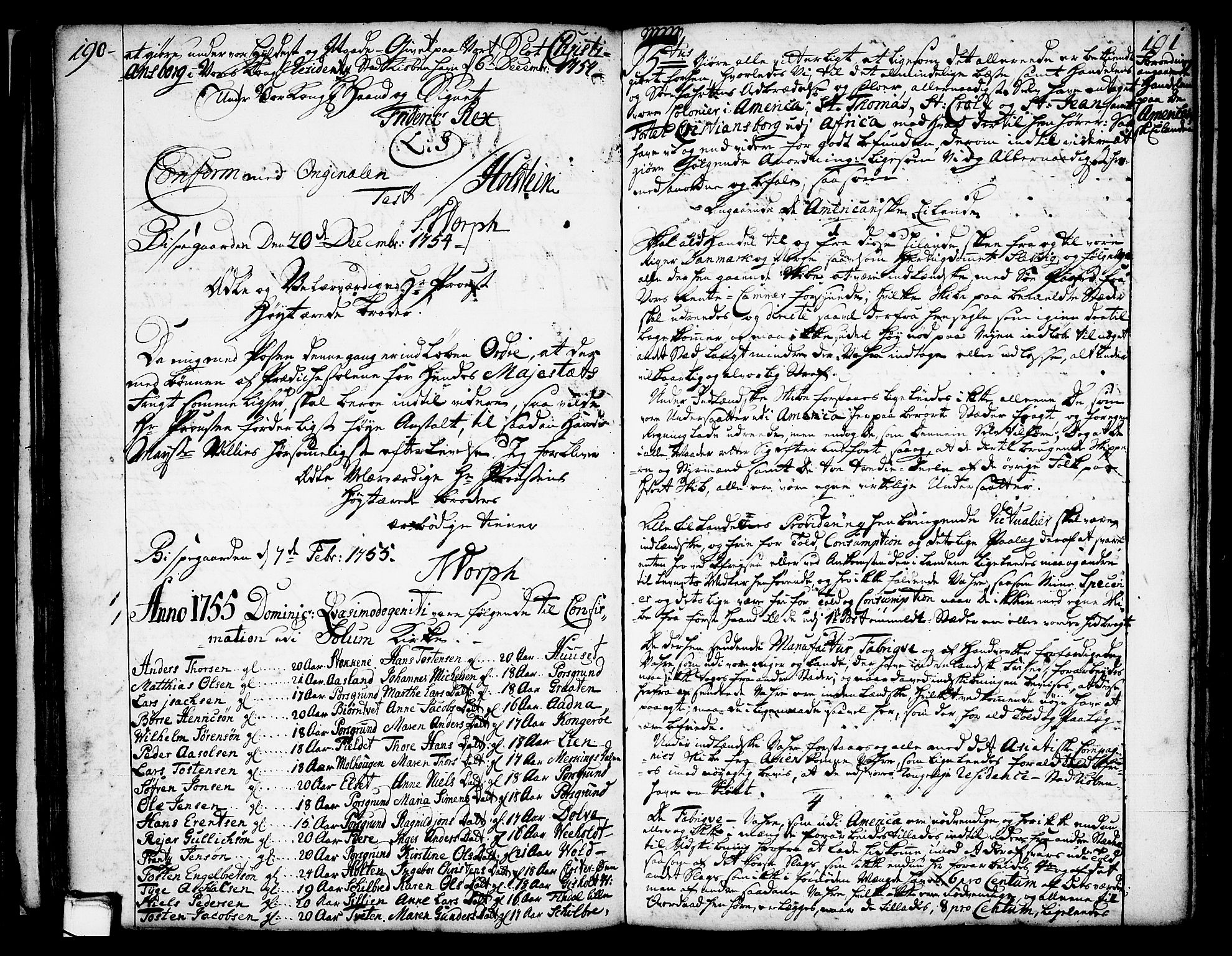 Solum sokneprestkontor, SAKO/A-305/A/Aa/L0002: Other parish register no. 2, 1743-1791, p. 190-191