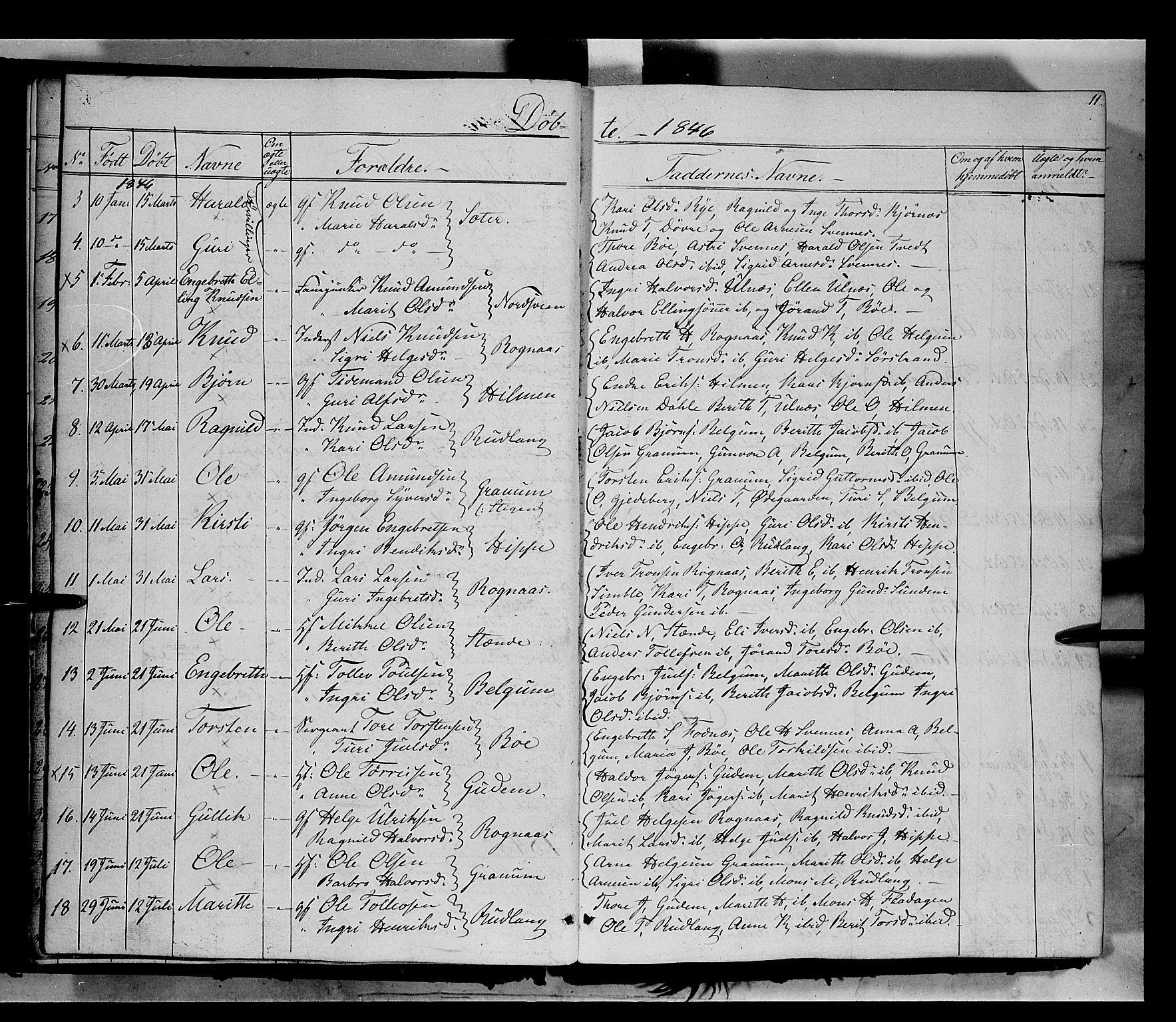 Nord-Aurdal prestekontor, SAH/PREST-132/H/Ha/Haa/L0006: Parish register (official) no. 6, 1842-1863, p. 11