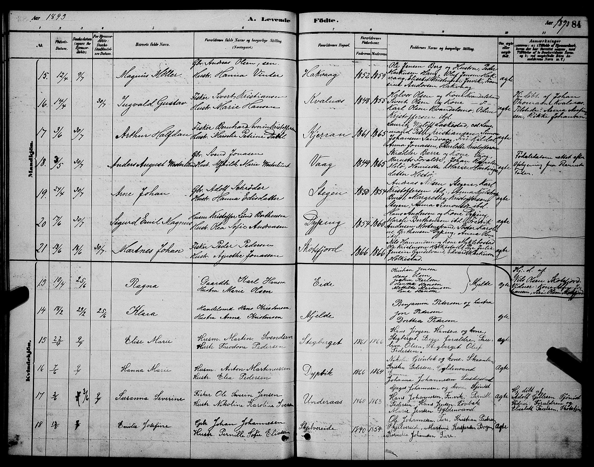 Ministerialprotokoller, klokkerbøker og fødselsregistre - Nordland, AV/SAT-A-1459/855/L0816: Parish register (copy) no. 855C05, 1879-1894, p. 84