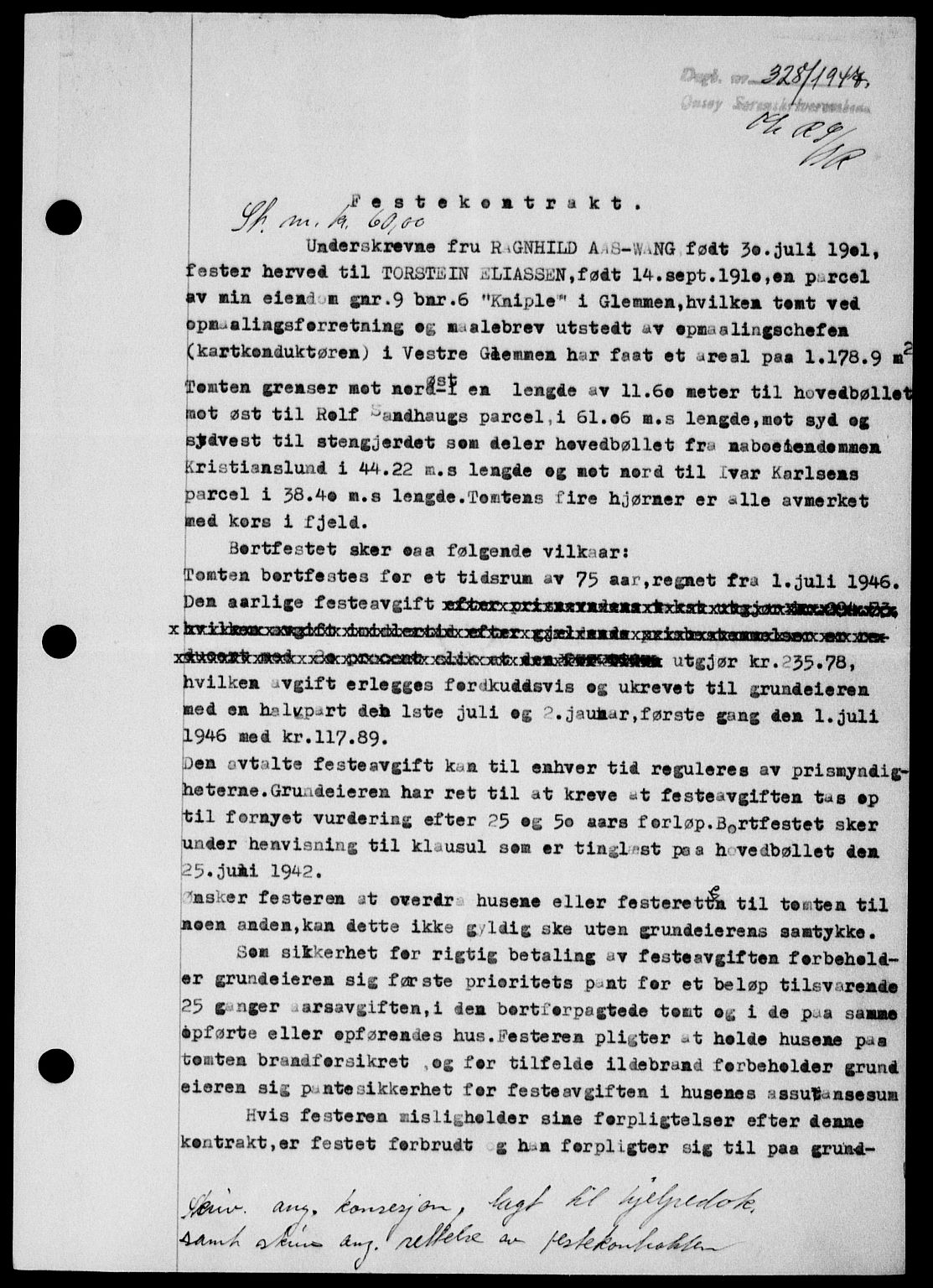 Onsøy sorenskriveri, SAO/A-10474/G/Ga/Gab/L0018: Mortgage book no. II A-18, 1946-1947, Diary no: : 328/1947