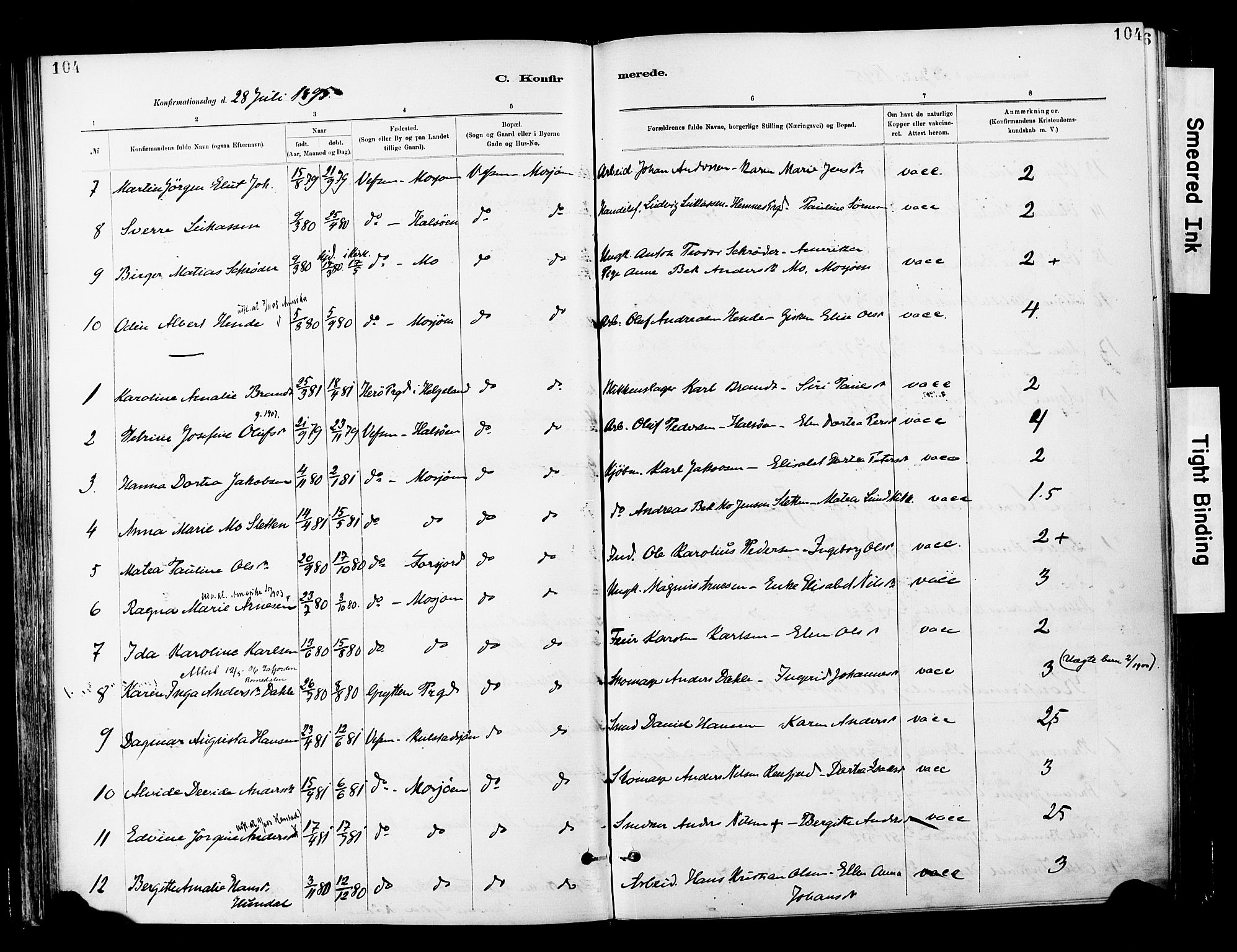 Ministerialprotokoller, klokkerbøker og fødselsregistre - Nordland, SAT/A-1459/820/L0296: Parish register (official) no. 820A17, 1880-1903, p. 104