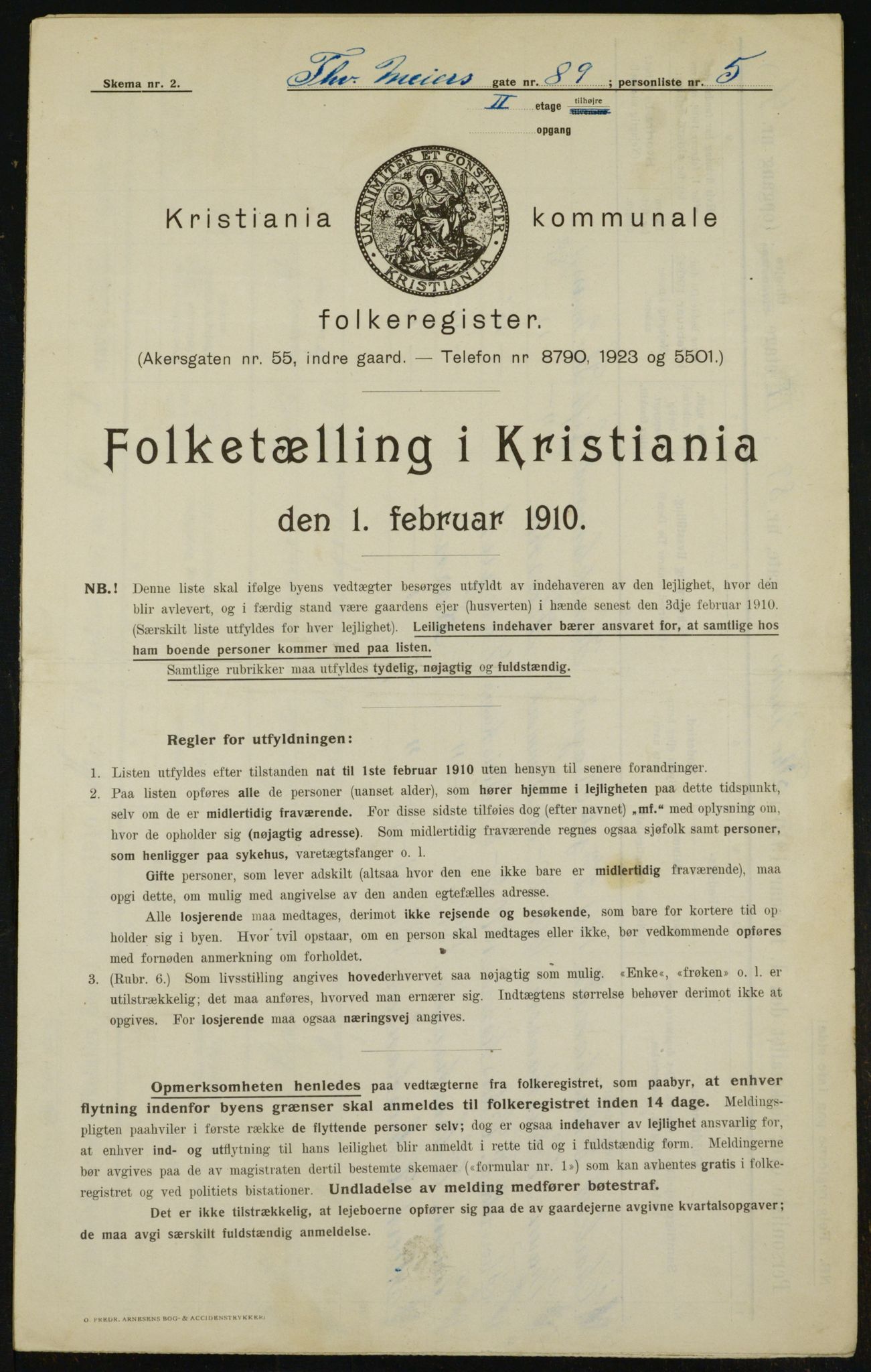 OBA, Municipal Census 1910 for Kristiania, 1910, p. 105668