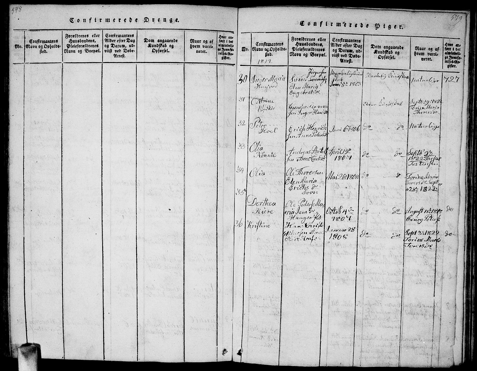 Vestby prestekontor Kirkebøker, SAO/A-10893/G/Ga/L0001: Parish register (copy) no. I 1, 1814-1827, p. 548-549