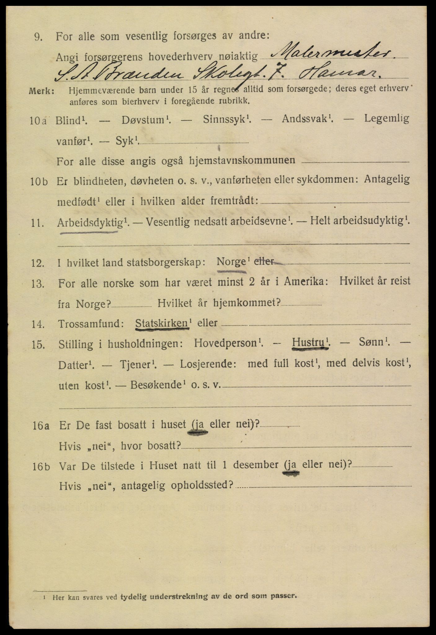 SAH, 1920 census for Hamar, 1920, p. 10976