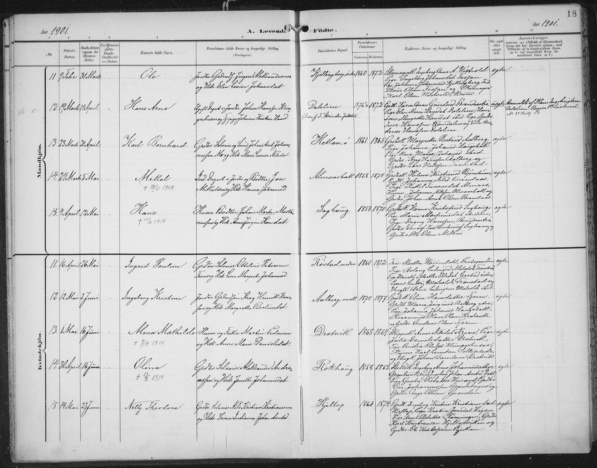 Ministerialprotokoller, klokkerbøker og fødselsregistre - Nord-Trøndelag, AV/SAT-A-1458/701/L0011: Parish register (official) no. 701A11, 1899-1915, p. 18