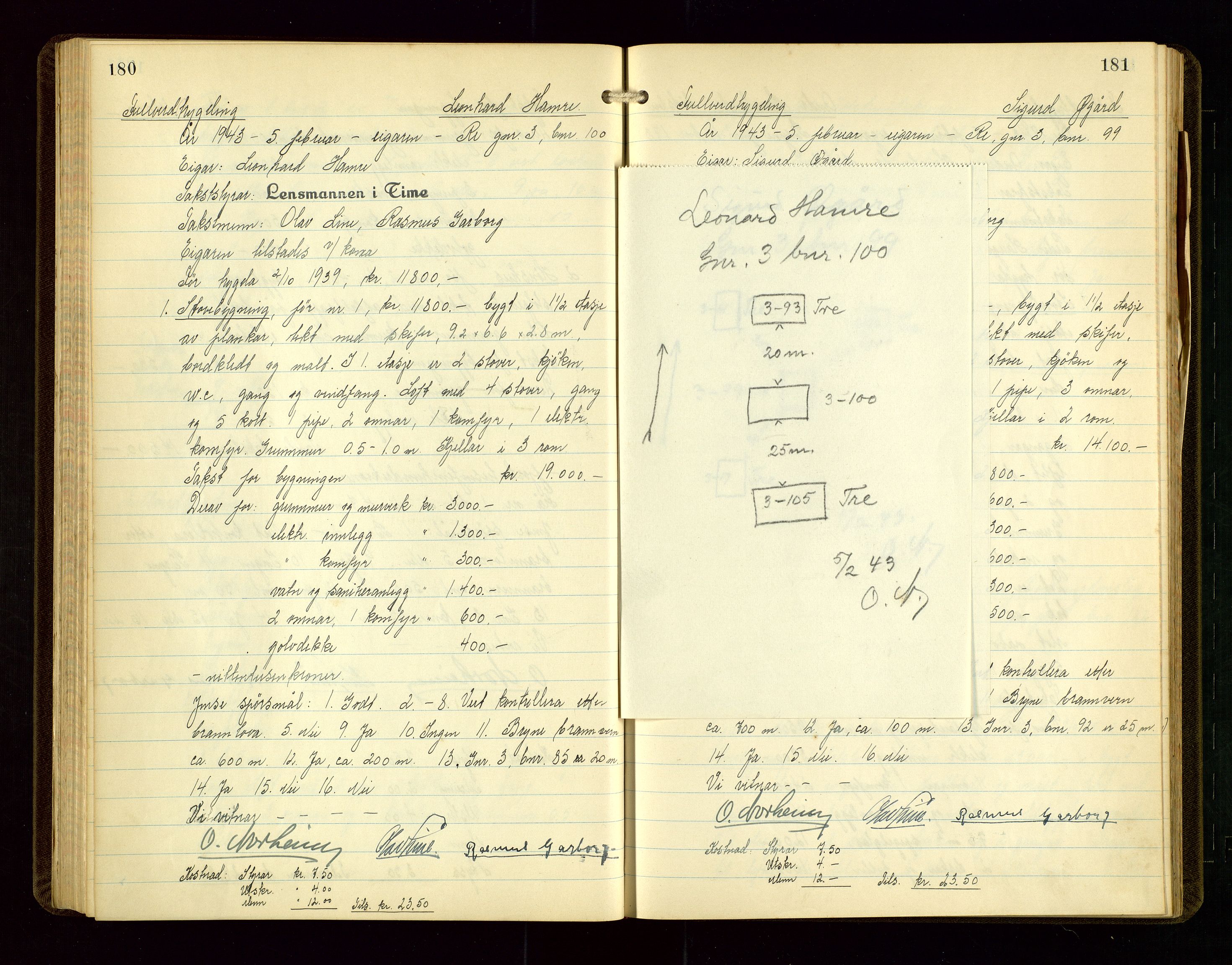 Time lensmannskontor, SAST/A-100420/Goa/L0004: "Branntakstprotokoll", 1940-1947, p. 180-181