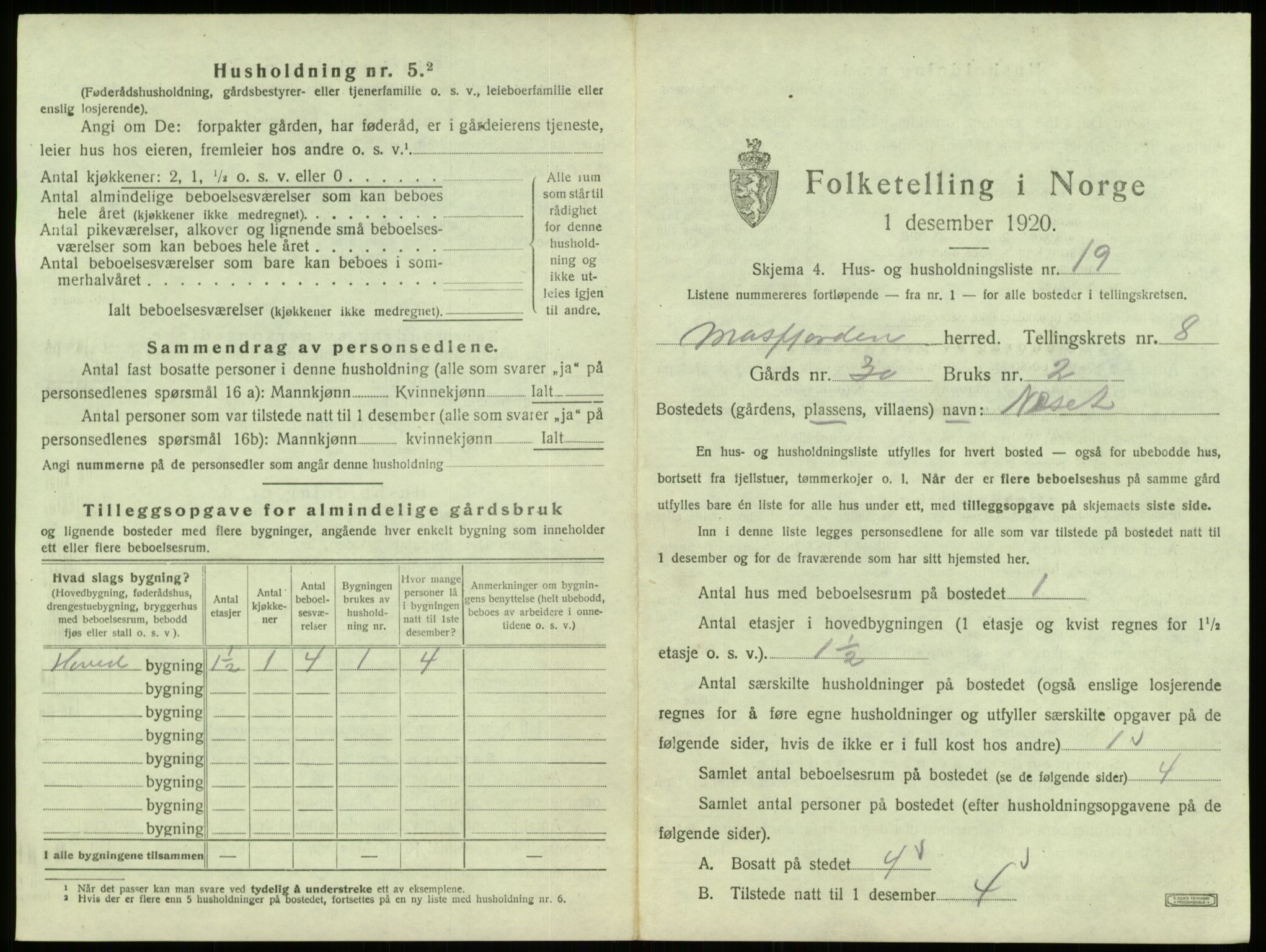 SAB, 1920 census for Masfjorden, 1920, p. 417