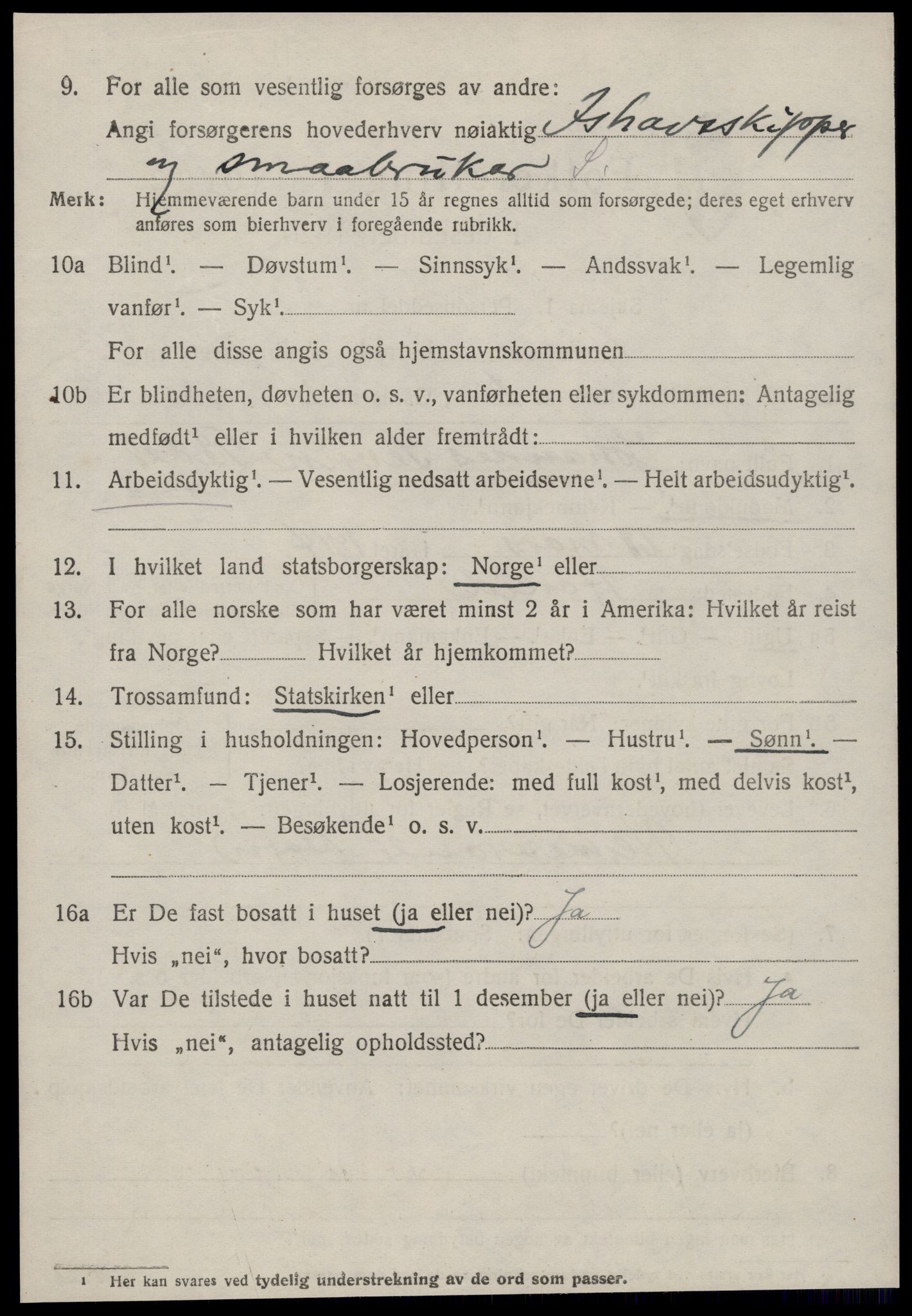 SAT, 1920 census for Hareid, 1920, p. 4934