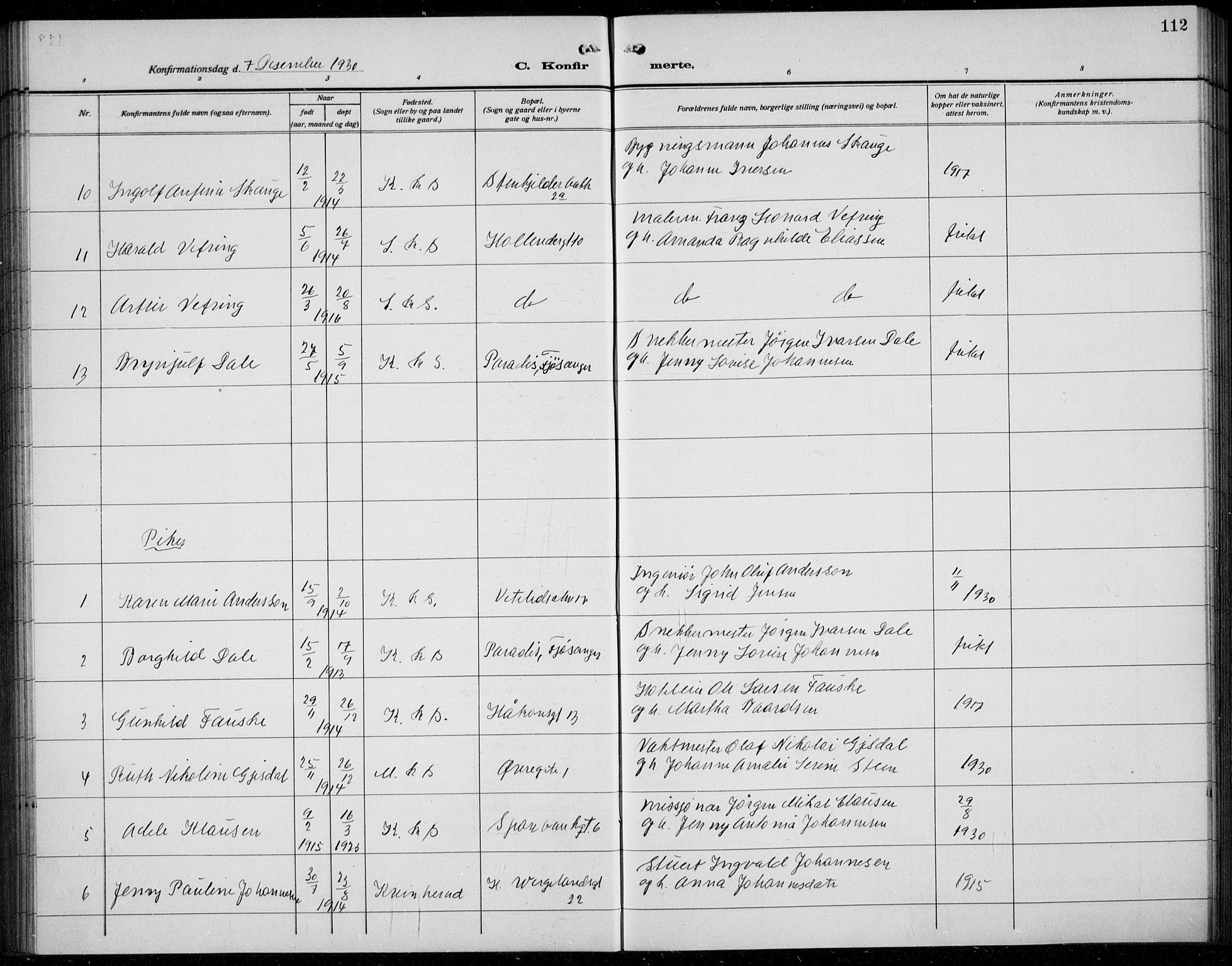 Korskirken sokneprestembete, AV/SAB-A-76101/H/Hab: Parish register (copy) no. C 6, 1918-1941, p. 112