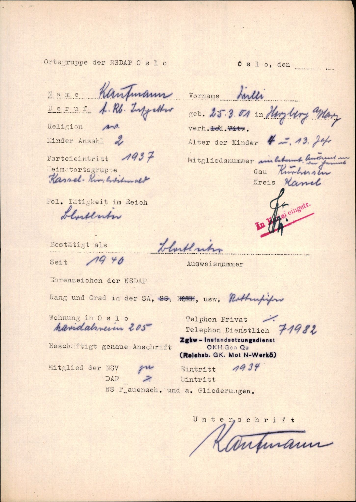 Forsvarets Overkommando. 2 kontor. Arkiv 11.4. Spredte tyske arkivsaker, AV/RA-RAFA-7031/D/Dar/Darb/L0015: Reichskommissariat - NSDAP in Norwegen, 1938-1945, p. 381