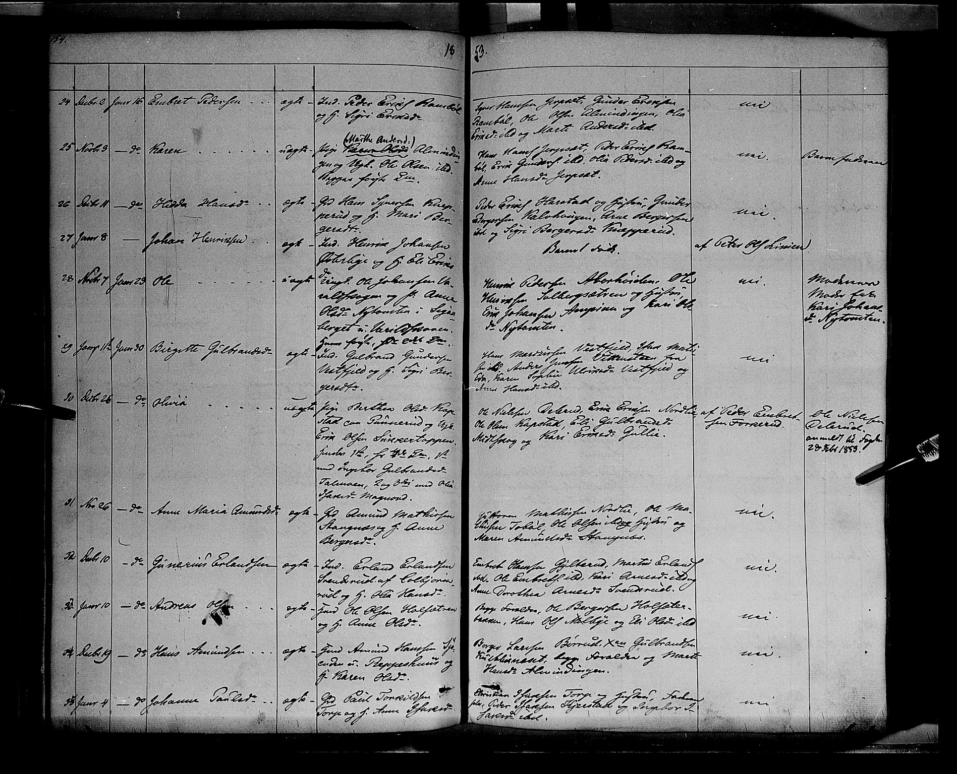 Vinger prestekontor, AV/SAH-PREST-024/H/Ha/Haa/L0009: Parish register (official) no. 9, 1847-1855, p. 154