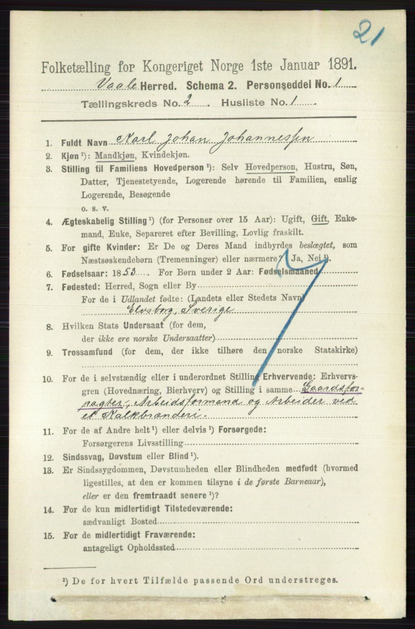 RA, 1891 census for 0716 Våle, 1891, p. 430