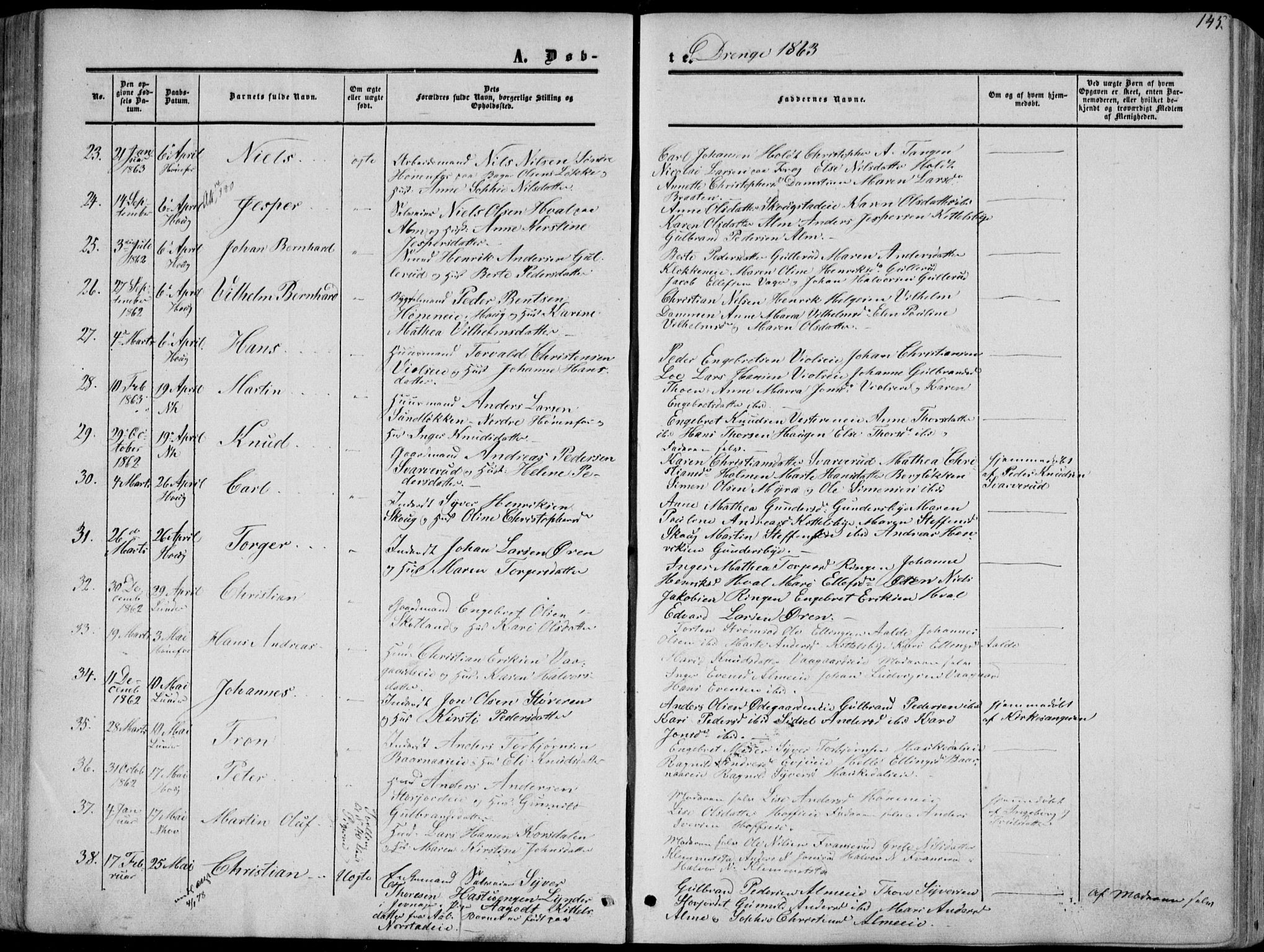 Norderhov kirkebøker, SAKO/A-237/F/Fa/L0012: Parish register (official) no. 12, 1856-1865, p. 145