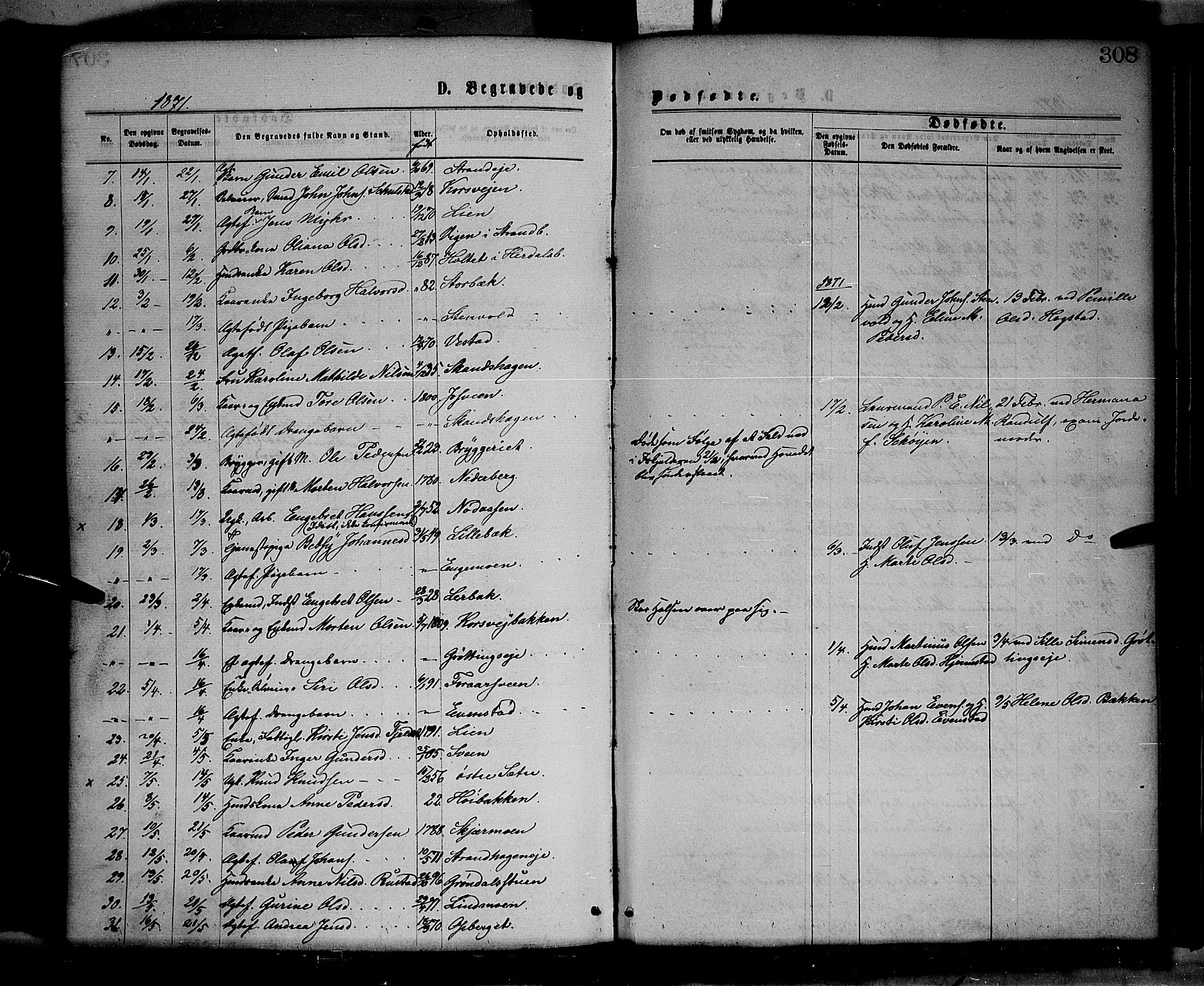 Elverum prestekontor, AV/SAH-PREST-044/H/Ha/Haa/L0011: Parish register (official) no. 11, 1869-1879, p. 308