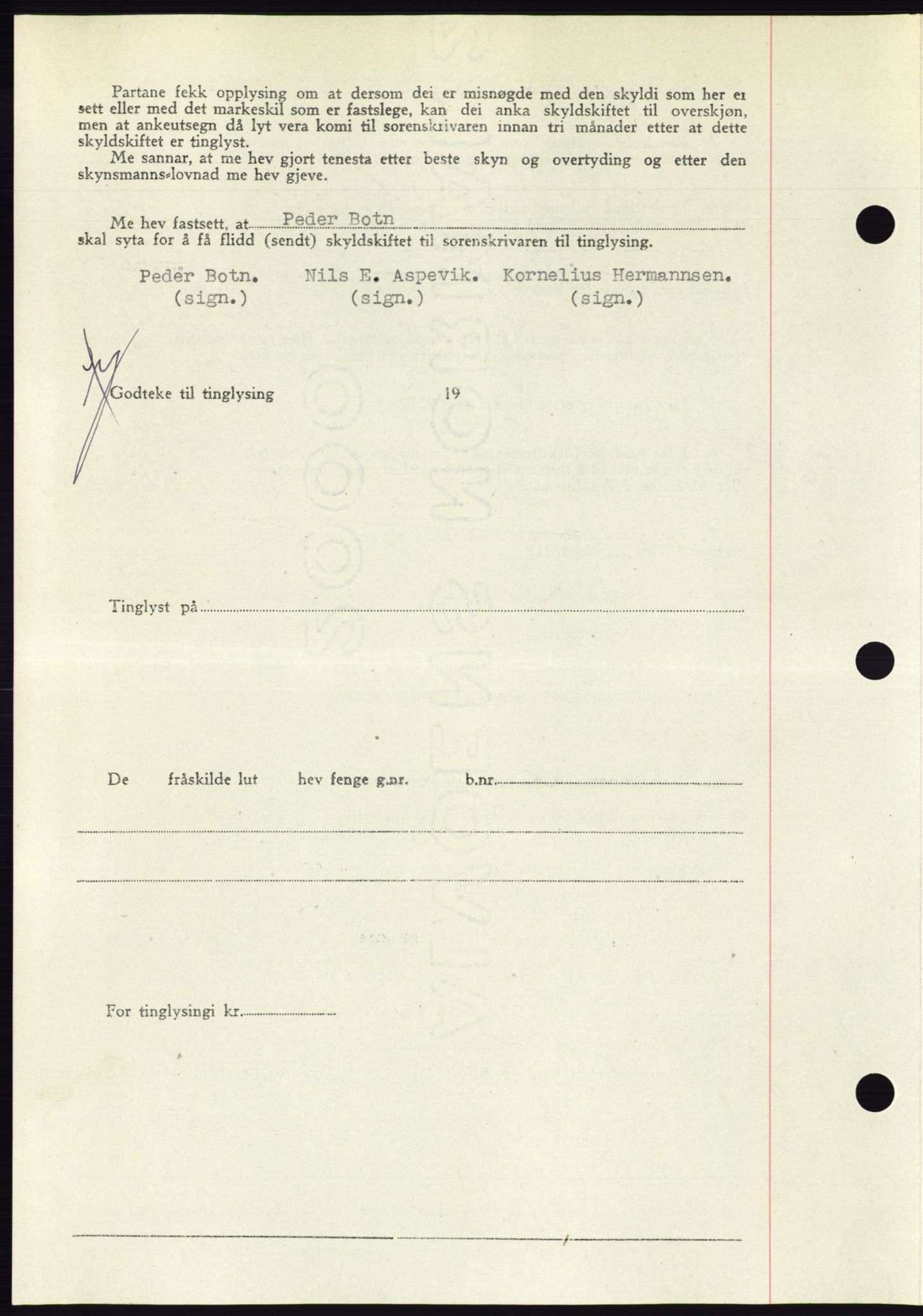 Søre Sunnmøre sorenskriveri, AV/SAT-A-4122/1/2/2C/L0081: Mortgage book no. 7A, 1947-1948, Diary no: : 1699/1947