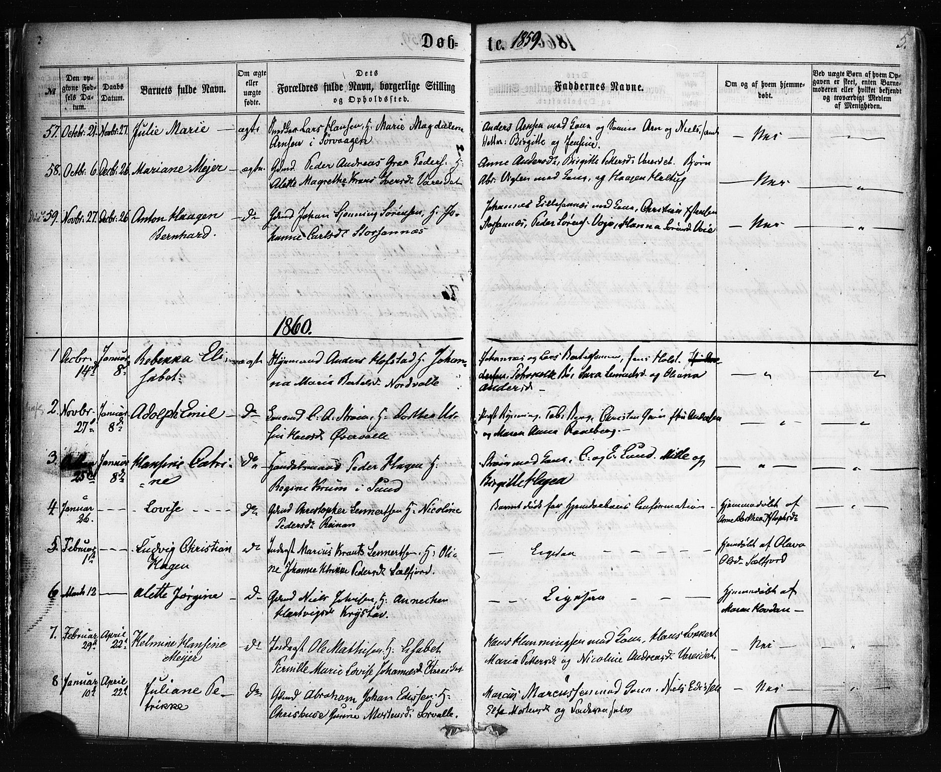 Ministerialprotokoller, klokkerbøker og fødselsregistre - Nordland, SAT/A-1459/885/L1203: Parish register (official) no. 885A04, 1859-1877, p. 5
