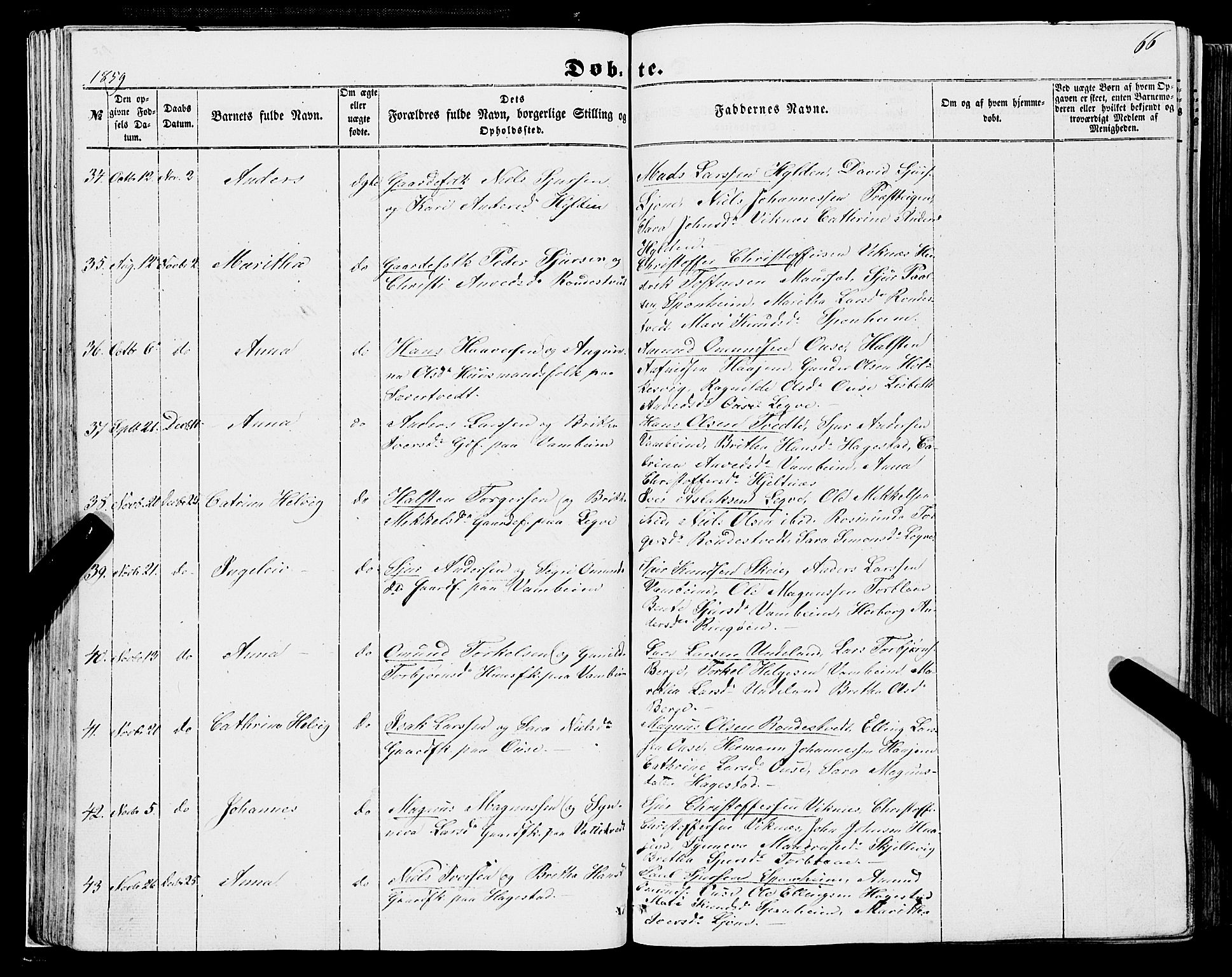 Ulvik sokneprestembete, AV/SAB-A-78801/H/Haa: Parish register (official) no. A 13, 1853-1863, p. 66