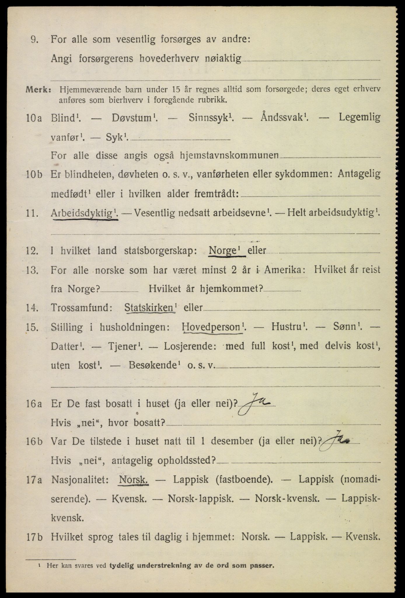 SAT, 1920 census for Ankenes, 1920, p. 3110