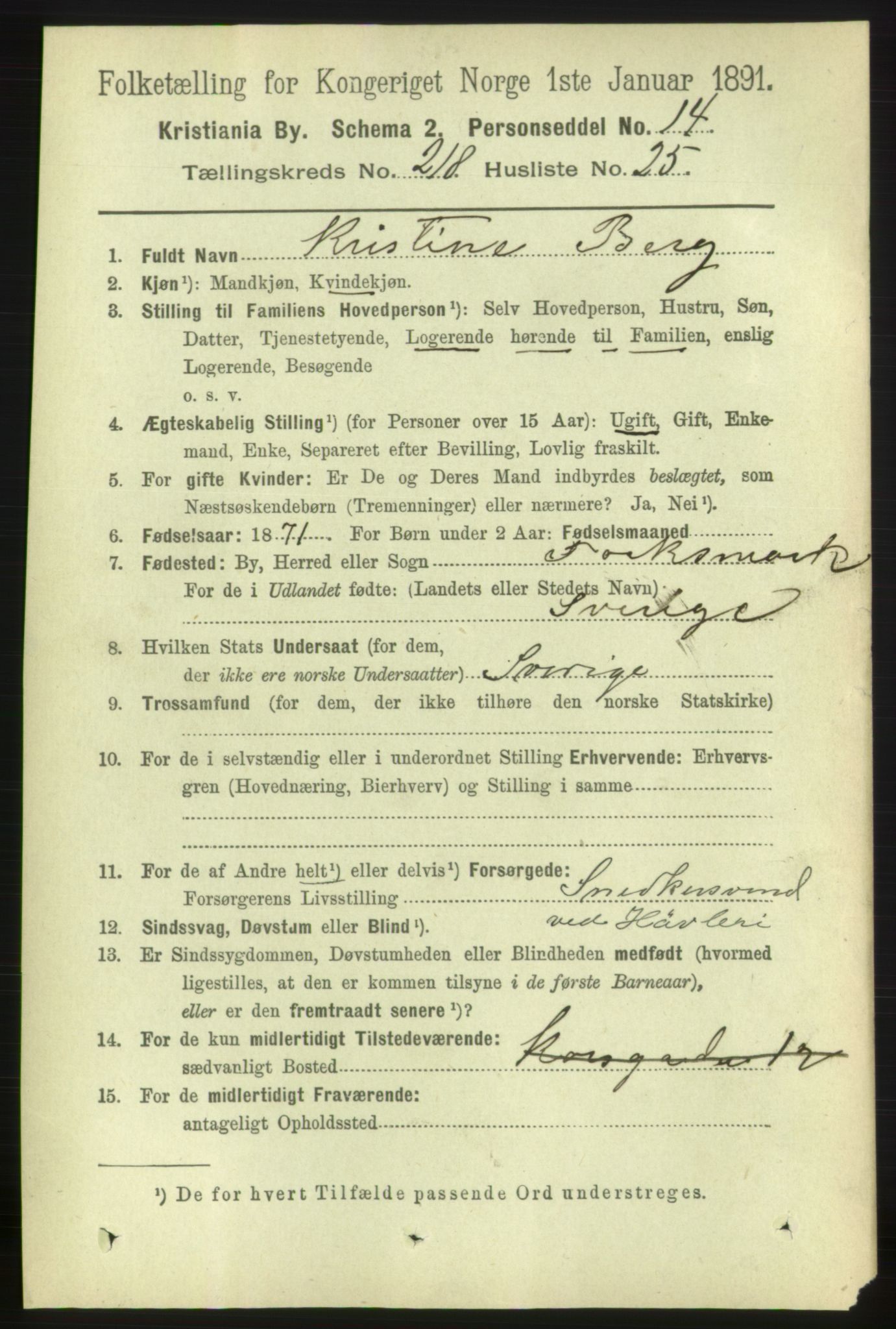 RA, 1891 census for 0301 Kristiania, 1891, p. 129631