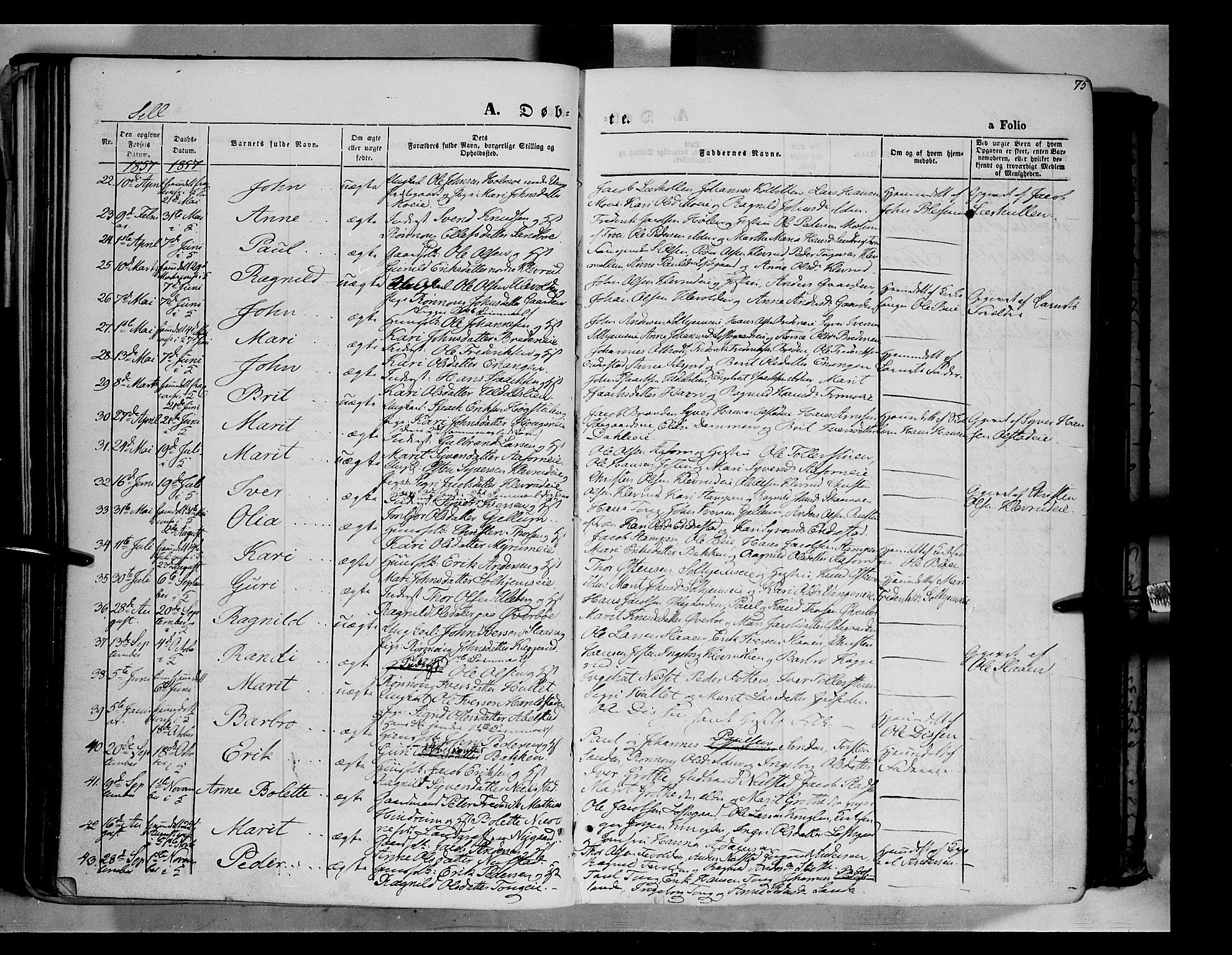 Vågå prestekontor, SAH/PREST-076/H/Ha/Haa/L0006: Parish register (official) no. 6 /3, 1857-1872, p. 75