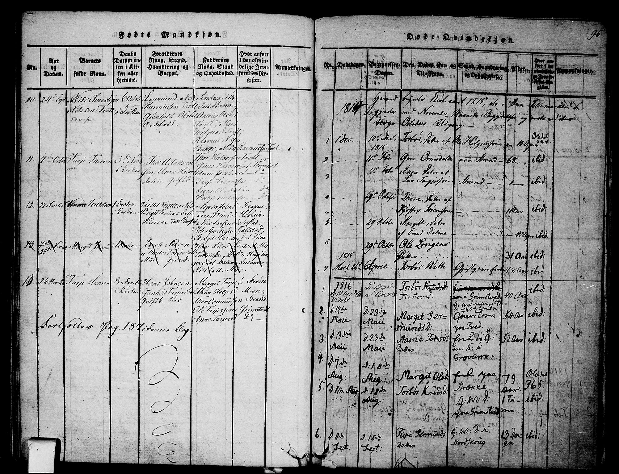 Nissedal kirkebøker, SAKO/A-288/F/Fa/L0002: Parish register (official) no. I 2, 1814-1845, p. 96
