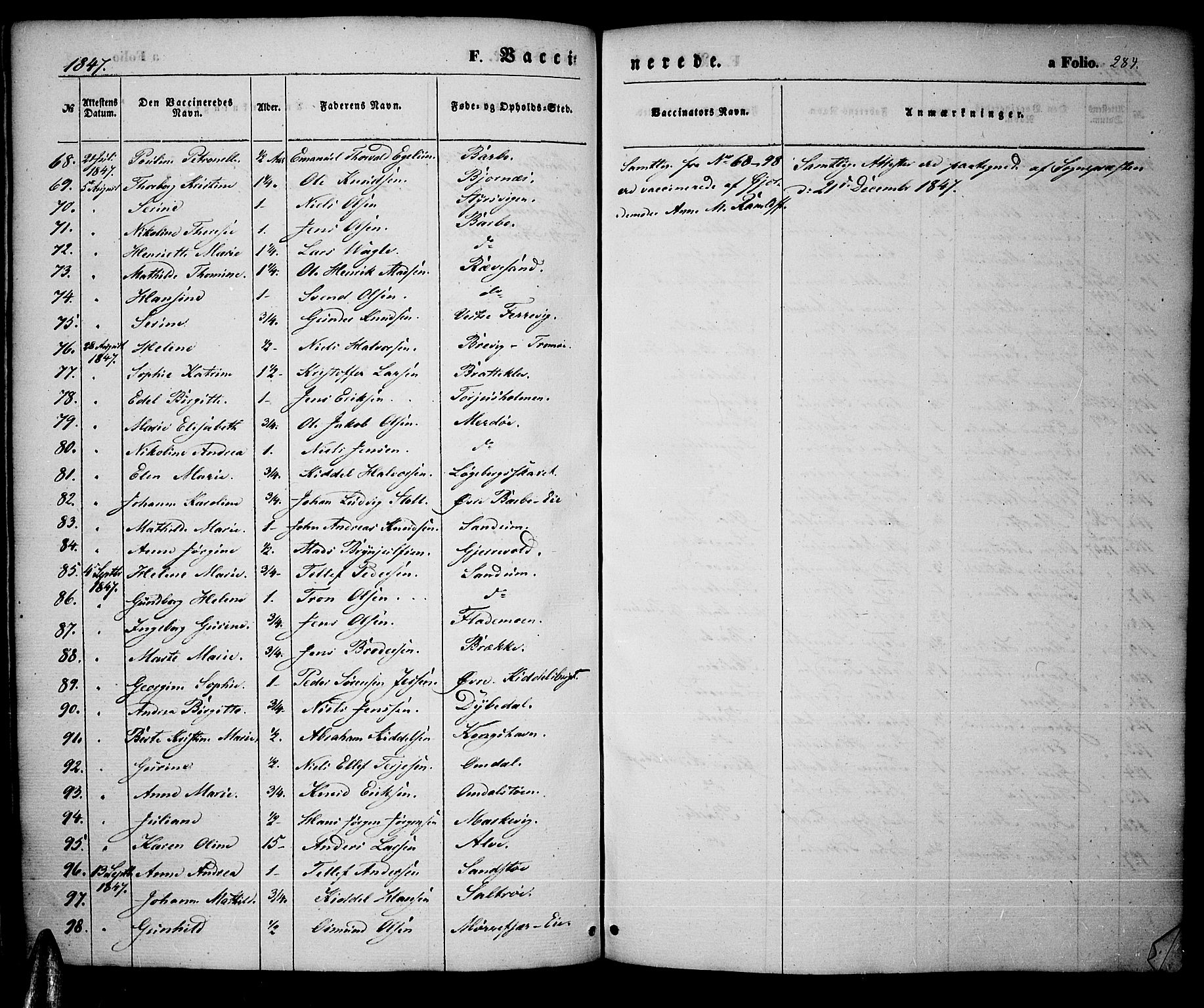 Tromøy sokneprestkontor, SAK/1111-0041/F/Fa/L0005: Parish register (official) no. A 5, 1847-1856, p. 284