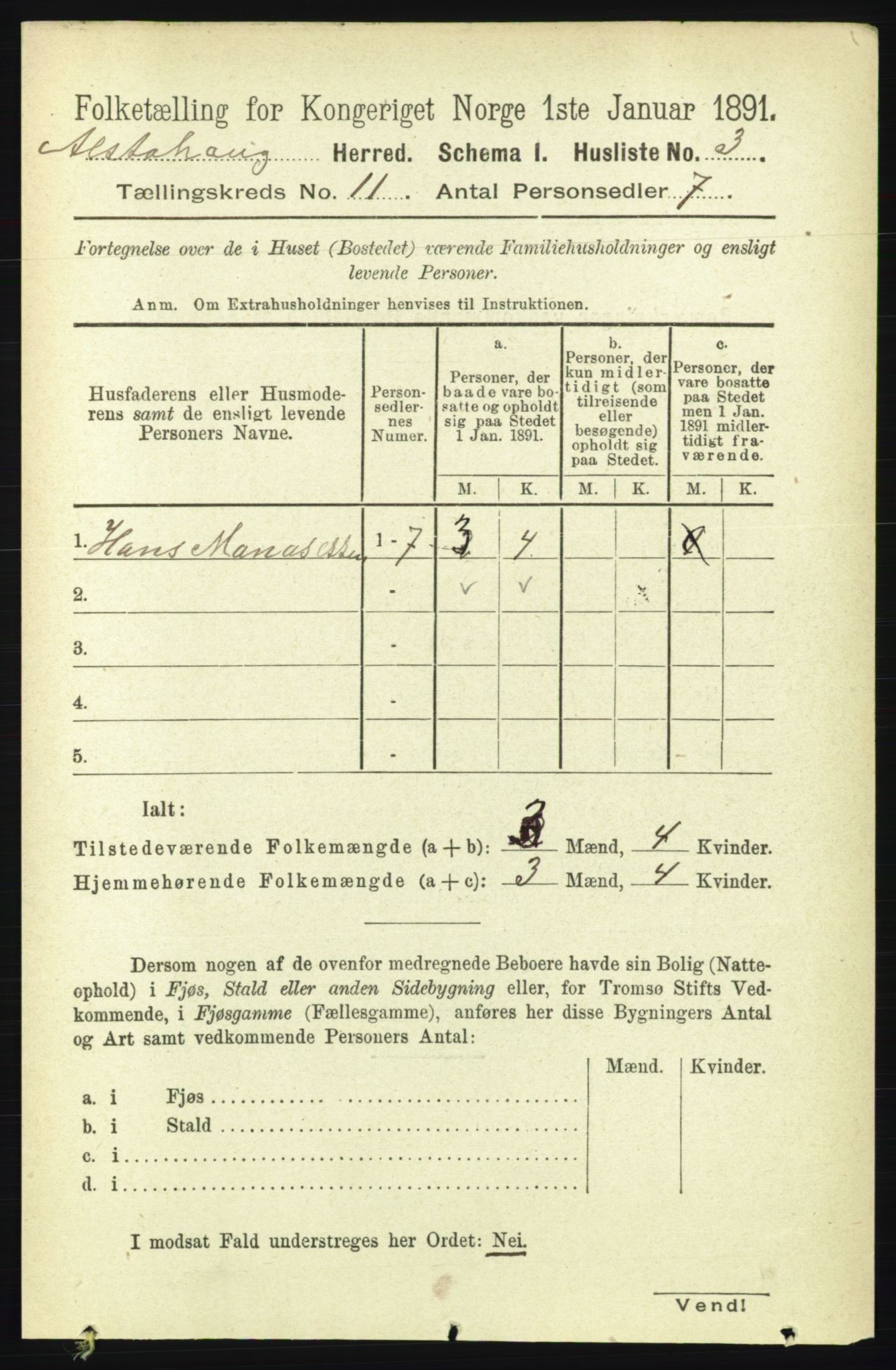 RA, 1891 census for 1820 Alstahaug, 1891, p. 3816