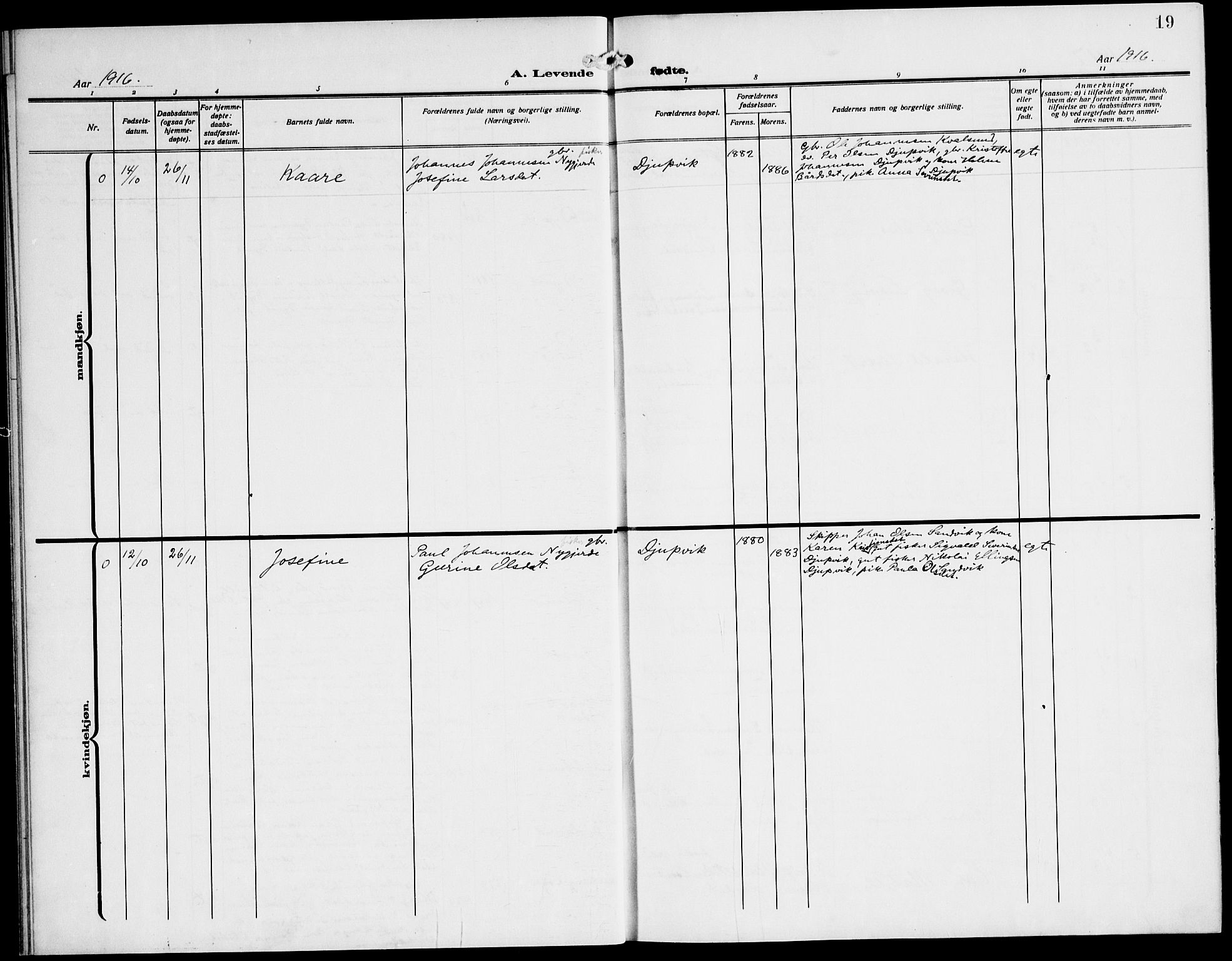 Ministerialprotokoller, klokkerbøker og fødselsregistre - Møre og Romsdal, AV/SAT-A-1454/508/L0096: Parish register (official) no. 508A03, 1911-1920, p. 19