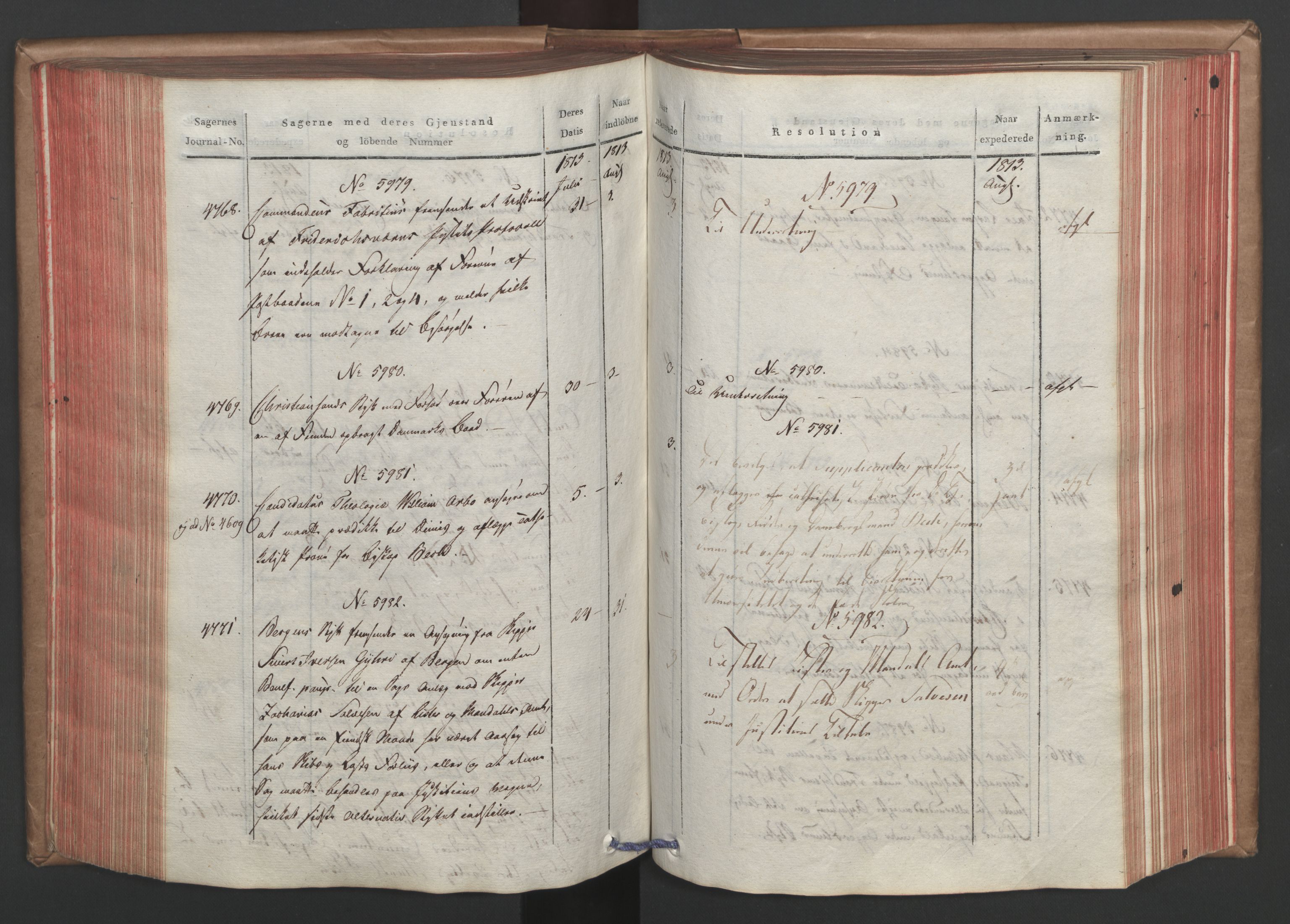 Stattholderembetet 1810-1814, 1. kontor (Kontor A), AV/RA-EA-2872/Ab/L0006: Referatprotokoll,  j.nr. 4244-5022,  l.nr. 5322-6289, 1813, p. 196