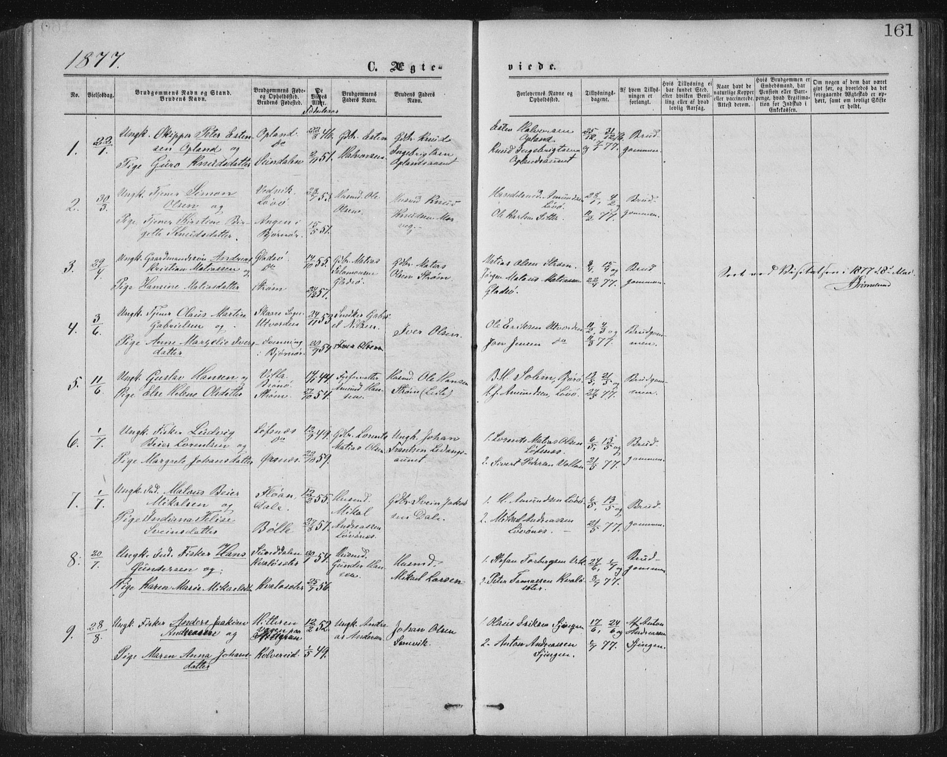 Ministerialprotokoller, klokkerbøker og fødselsregistre - Nord-Trøndelag, SAT/A-1458/771/L0596: Parish register (official) no. 771A03, 1870-1884, p. 161