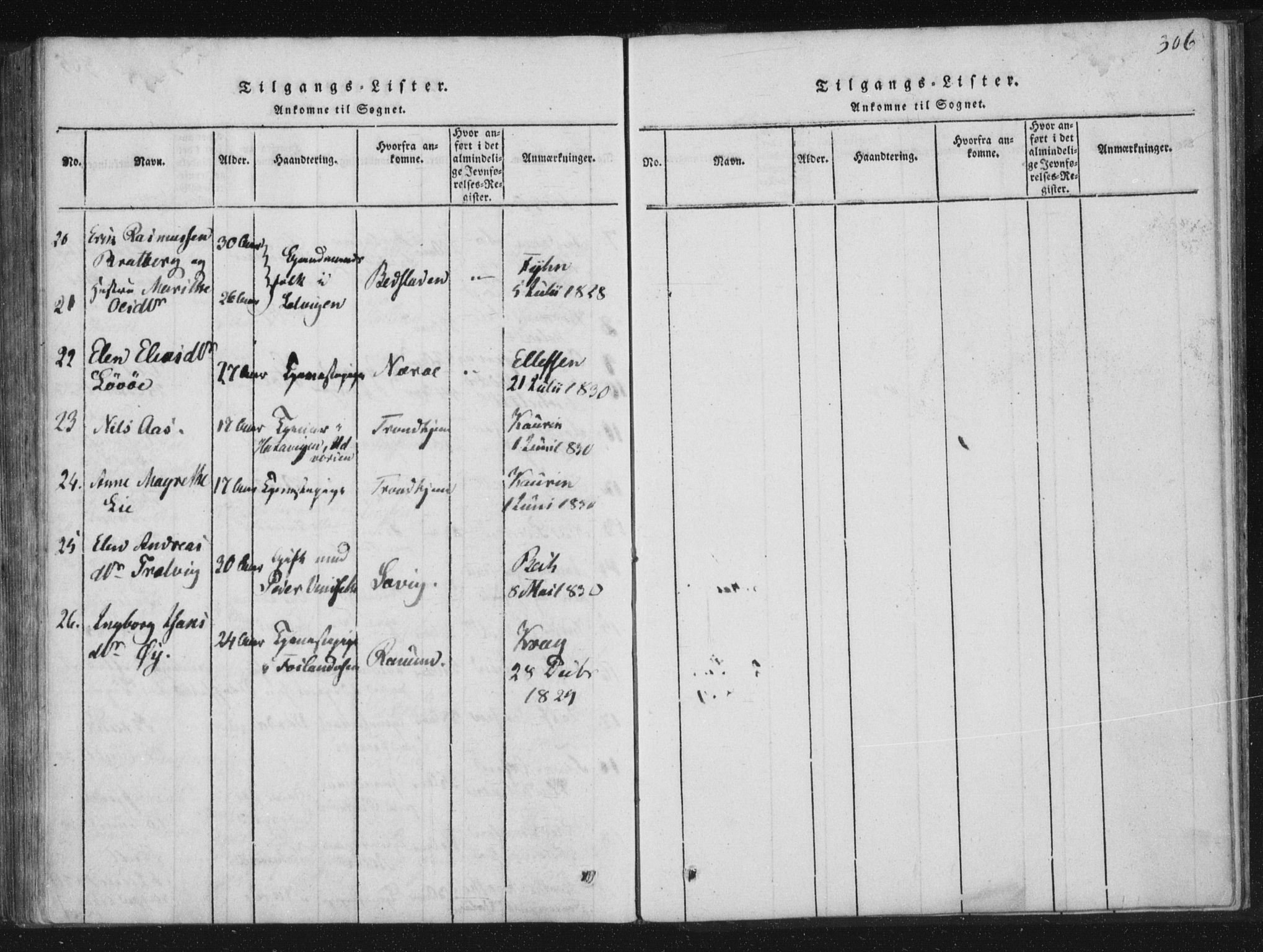 Ministerialprotokoller, klokkerbøker og fødselsregistre - Nord-Trøndelag, SAT/A-1458/773/L0609: Parish register (official) no. 773A03 /1, 1815-1830, p. 306