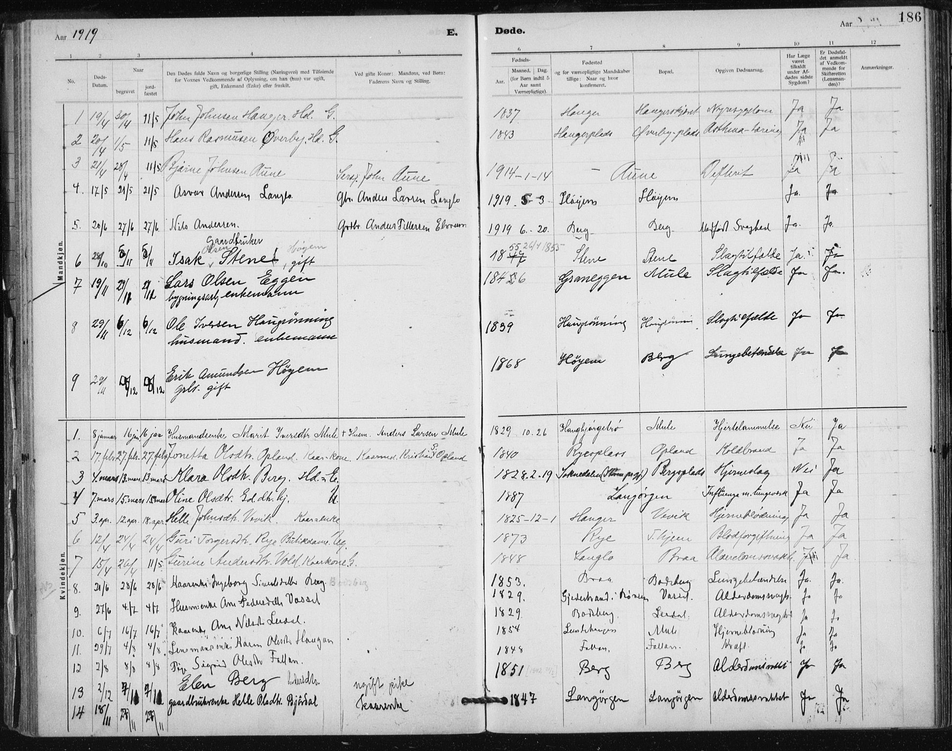 Ministerialprotokoller, klokkerbøker og fødselsregistre - Sør-Trøndelag, SAT/A-1456/612/L0381: Parish register (official) no. 612A13, 1907-1923, p. 186
