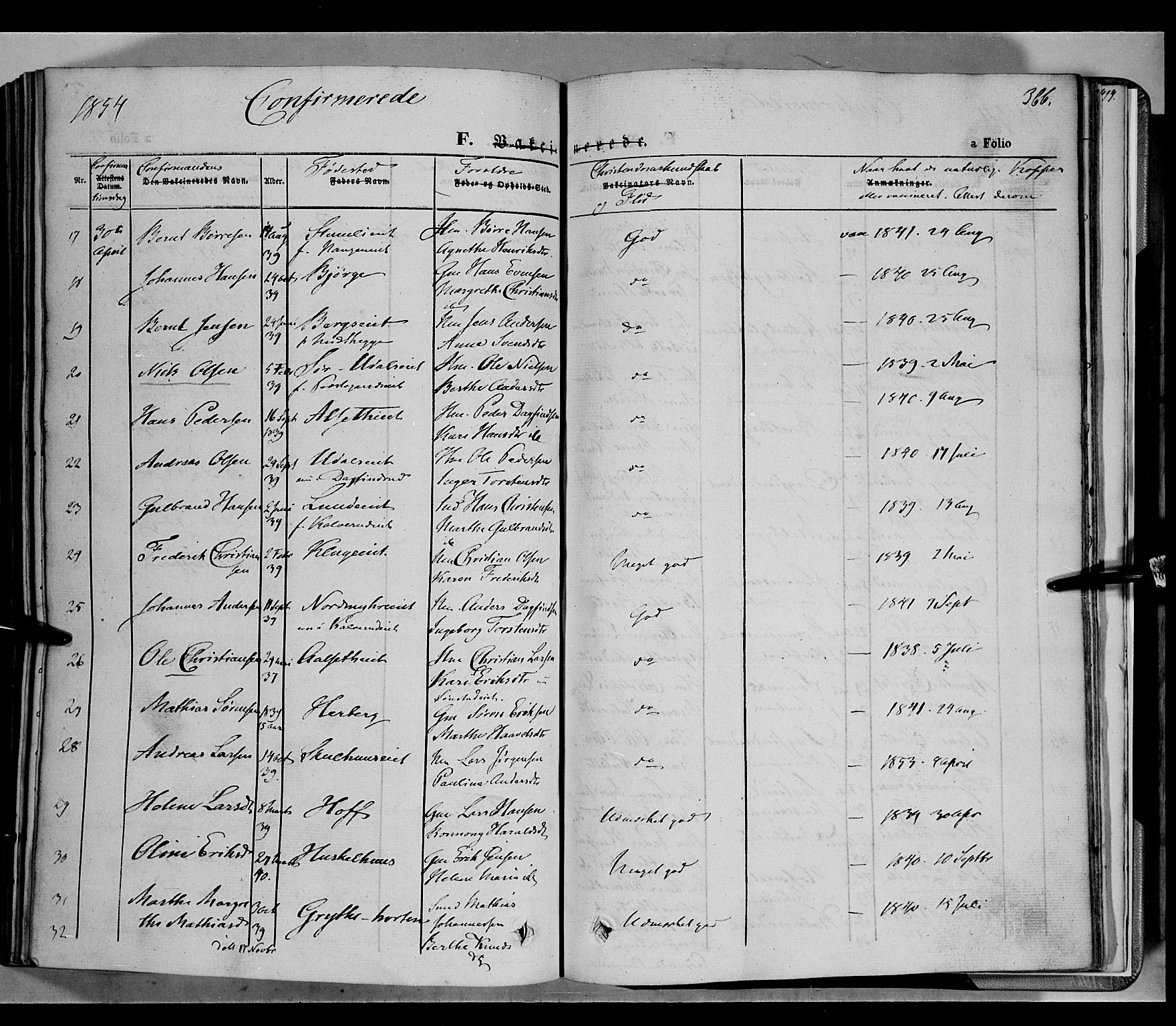 Biri prestekontor, AV/SAH-PREST-096/H/Ha/Haa/L0005: Parish register (official) no. 5, 1843-1854, p. 366