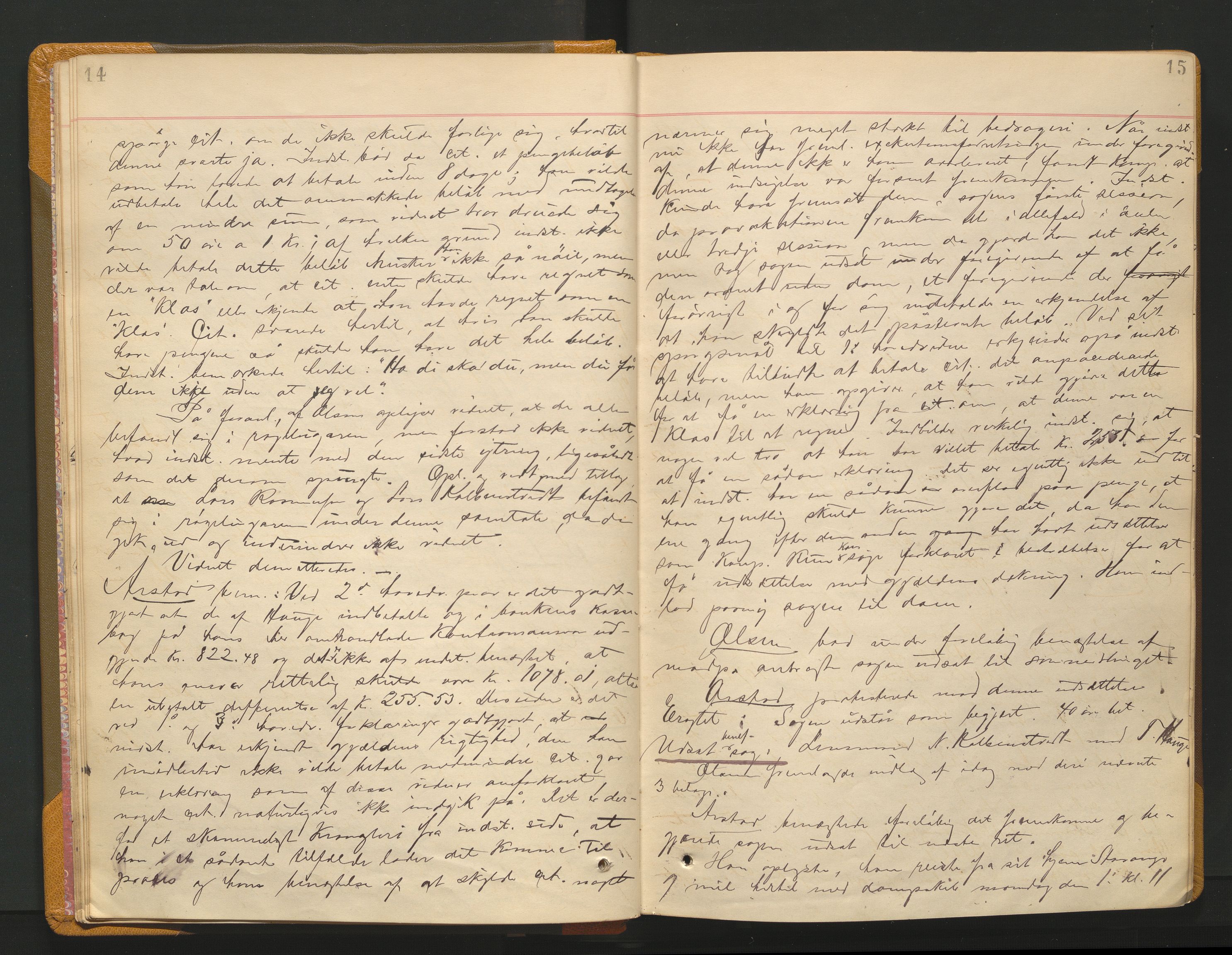 Ryfylke tingrett, AV/SAST-A-100055/001/I/IB/IB0/L0015: Tingbok, Ryfylke, 1889-1891, p. 14-15