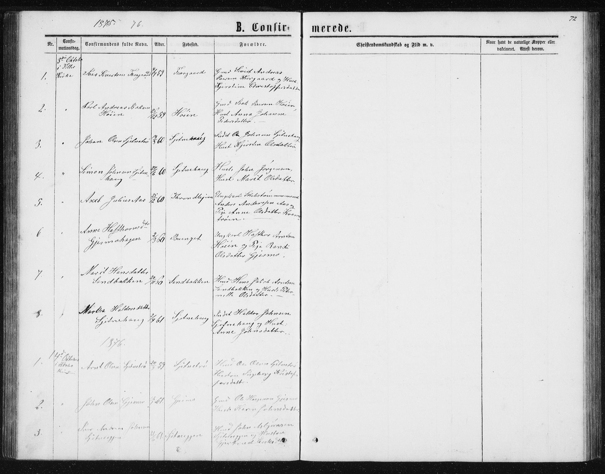 Ministerialprotokoller, klokkerbøker og fødselsregistre - Sør-Trøndelag, SAT/A-1456/621/L0459: Parish register (copy) no. 621C02, 1866-1895, p. 72