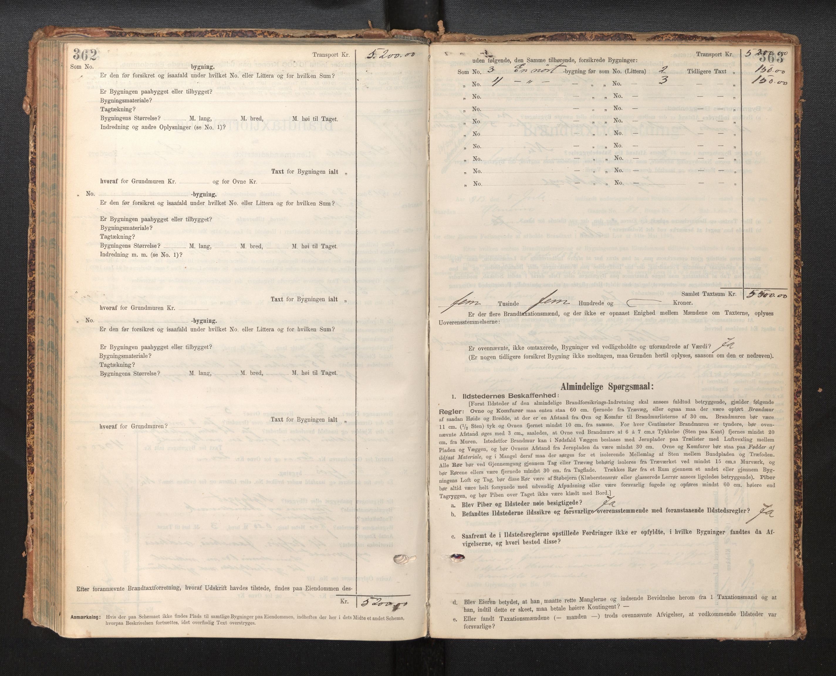 Lensmannen i Sogndal, AV/SAB-A-29901/0012/L0009: Branntakstprotokoll, skjematakst, 1901-1914, p. 362-363