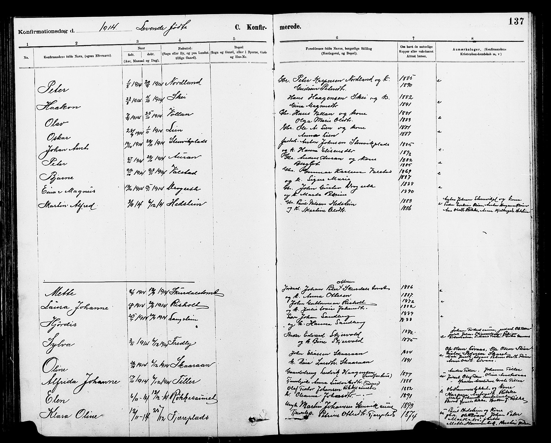 Ministerialprotokoller, klokkerbøker og fødselsregistre - Nord-Trøndelag, SAT/A-1458/712/L0103: Parish register (copy) no. 712C01, 1878-1917, p. 137